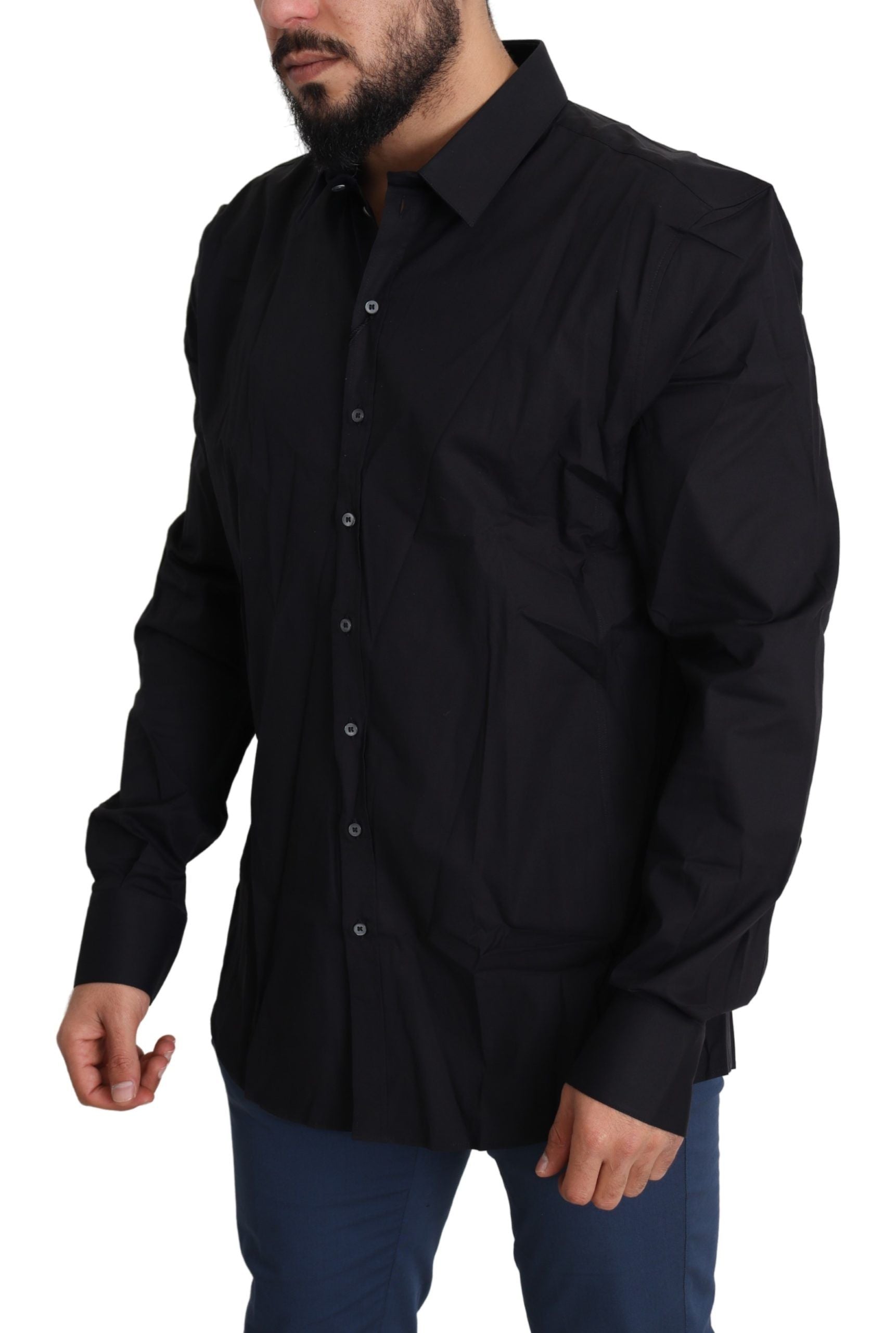 Dolce & Gabbana Elegant Slim Fit Black Dress Shirt - ACCEXO