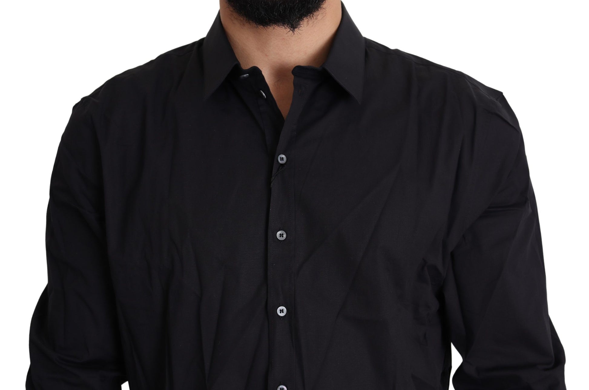 Dolce & Gabbana Elegant Slim Fit Black Dress Shirt - ACCEXO