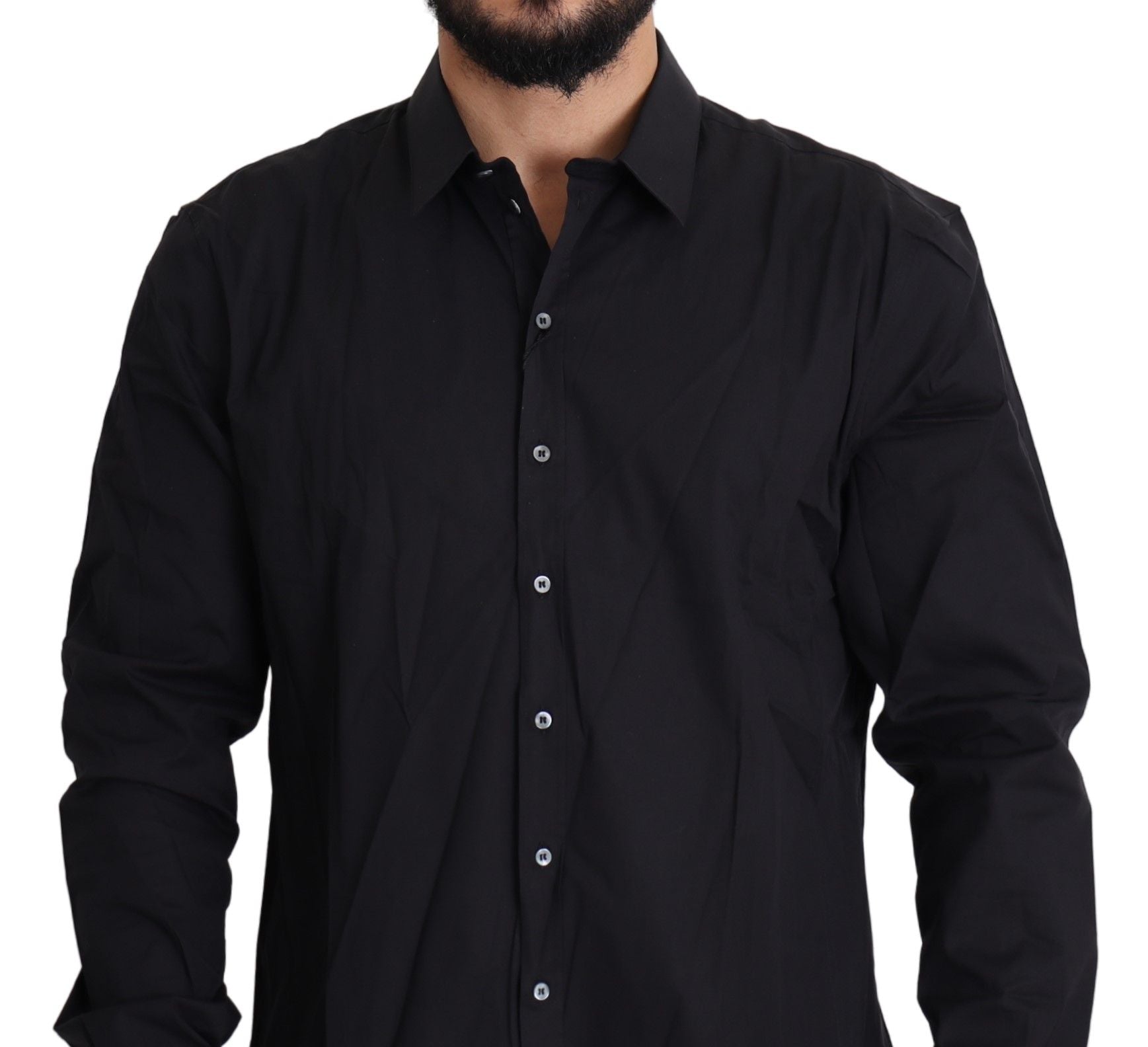 Dolce & Gabbana Elegant Slim Fit Black Dress Shirt - ACCEXO