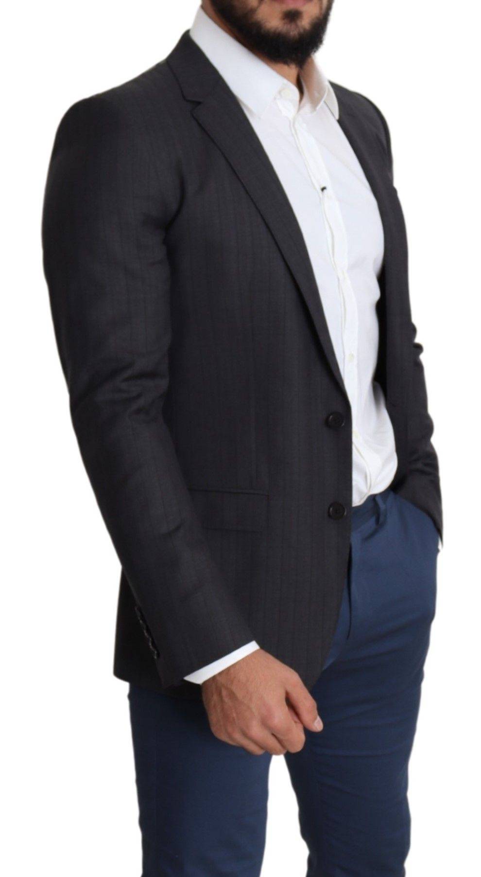 Dolce & Gabbana Elegant Black Virgin Wool Martini Blazer - ACCEXO
