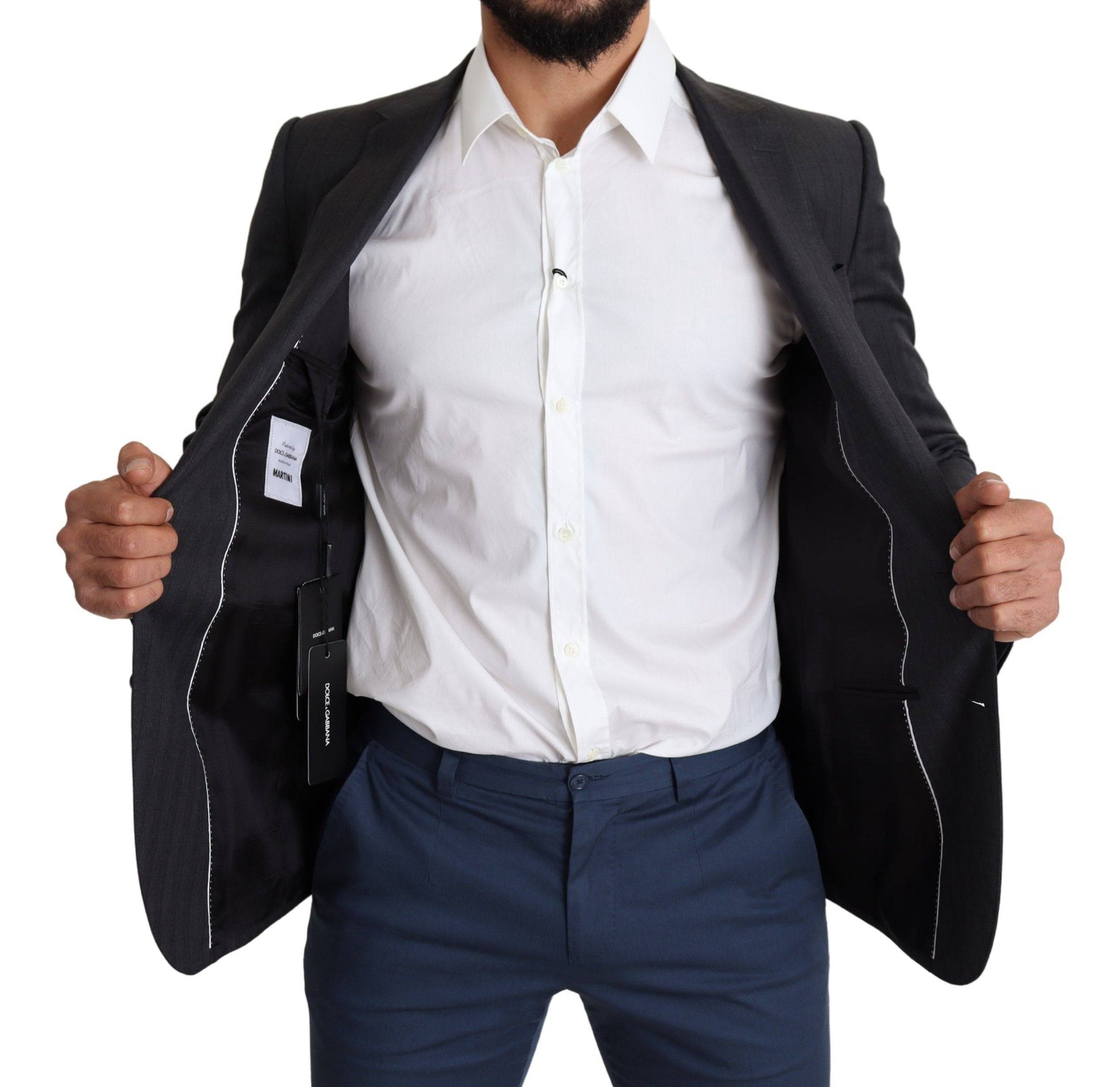 Dolce & Gabbana Elegant Black Virgin Wool Martini Blazer - ACCEXO