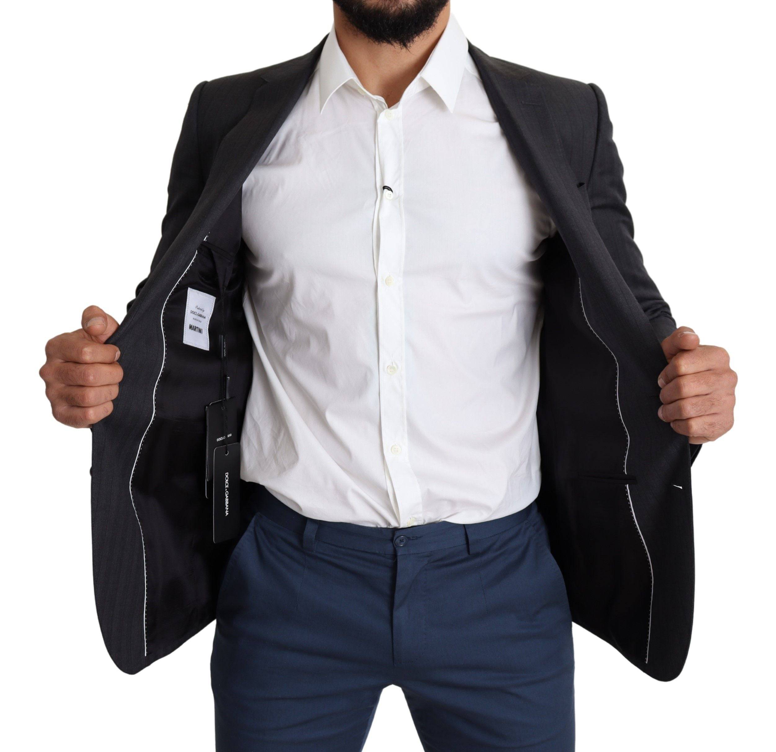Dolce & Gabbana Elegant Black Virgin Wool Martini Blazer - ACCEXO