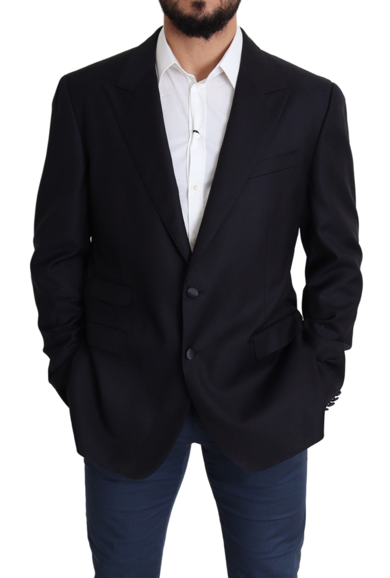 Dolce & Gabbana Elegant Black Virgin Wool Men's Blazer - ACCEXO