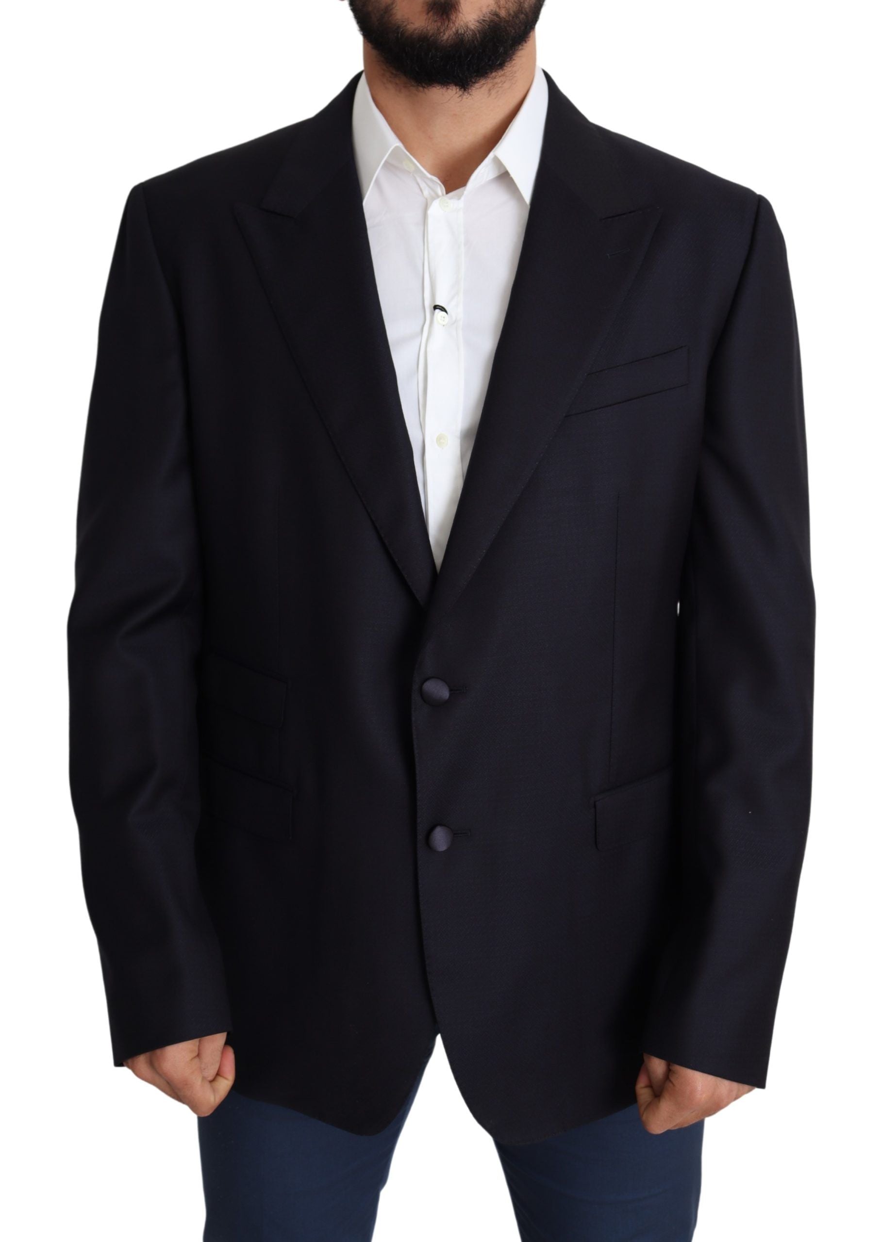 Dolce & Gabbana Elegant Black Virgin Wool Men's Blazer - ACCEXO