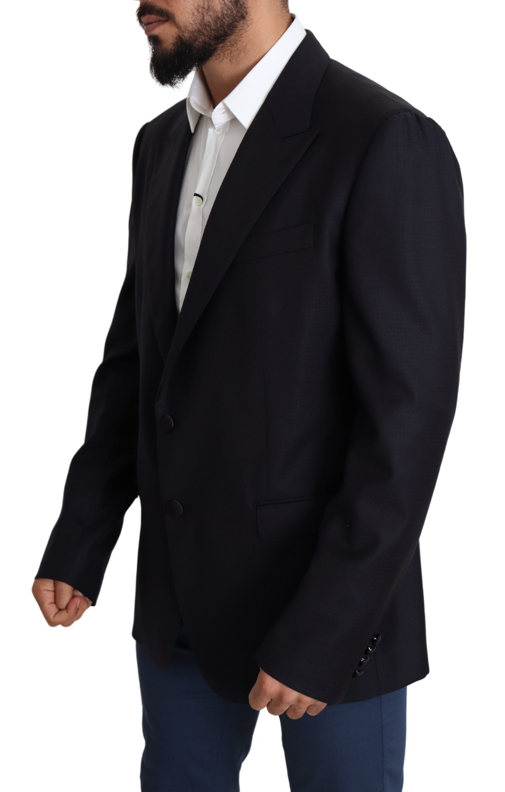 Dolce & Gabbana Elegant Black Virgin Wool Men's Blazer - ACCEXO