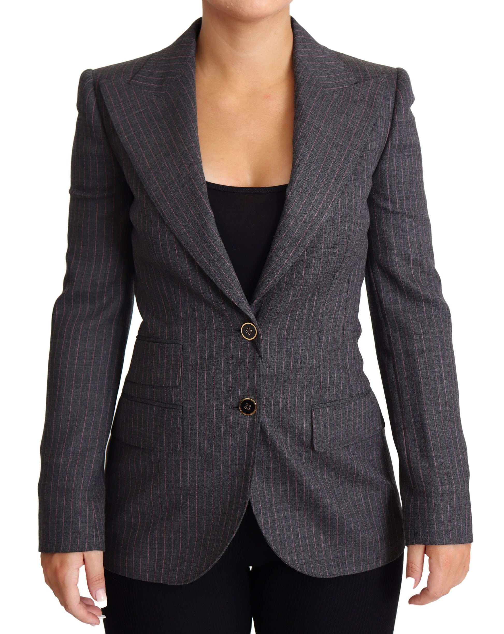 Dolce & Gabbana Elegant Gray Stretch Wool Blazer - ACCEXO