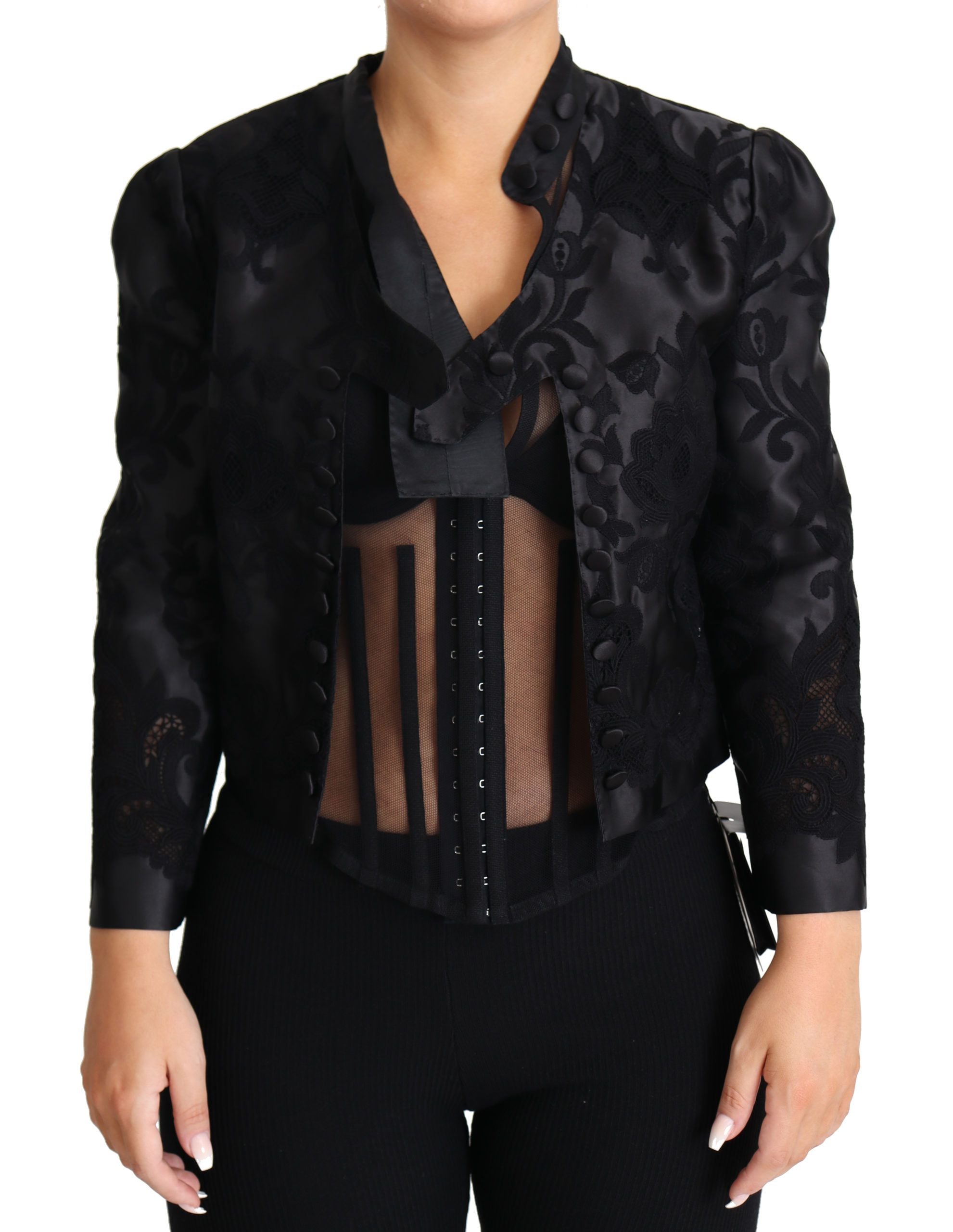 Dolce & Gabbana Embroidered Silk Blend Foliage Jacket - ACCEXO