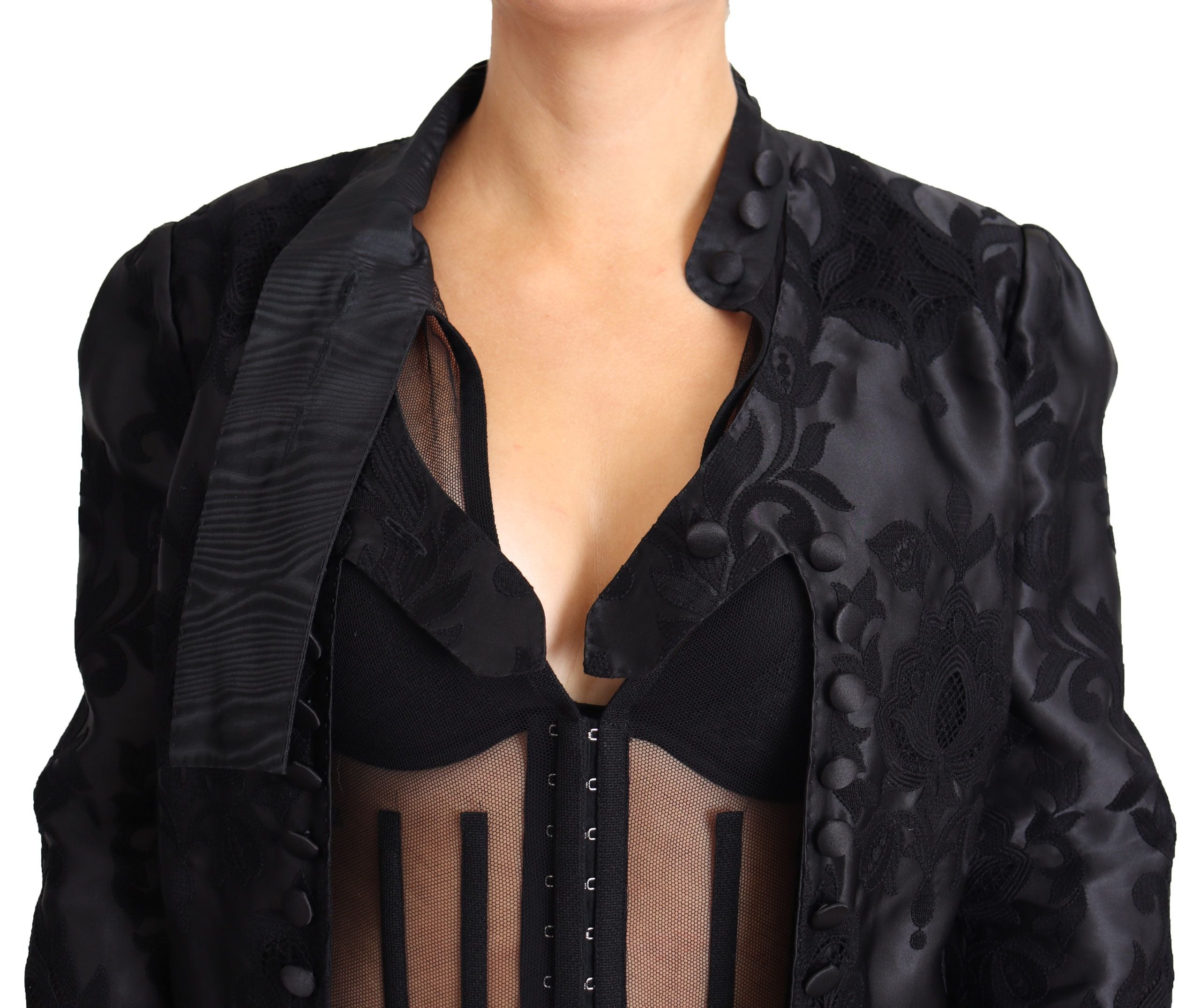 Dolce & Gabbana Embroidered Silk Blend Foliage Jacket - ACCEXO