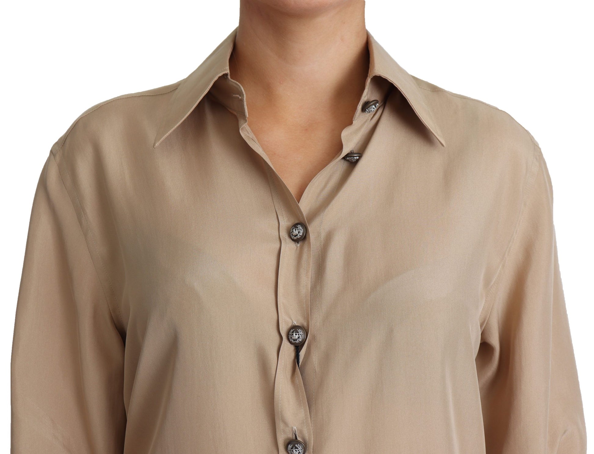 Dolce & Gabbana Elegant Beige Silk Shirt - ACCEXO