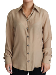 Dolce & Gabbana Elegant Beige Silk Shirt - ACCEXO