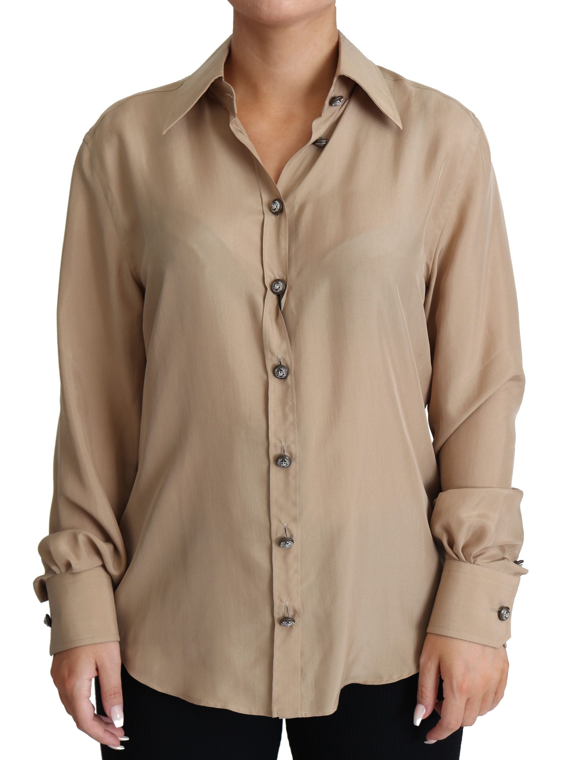 Dolce & Gabbana Elegant Beige Silk Shirt - ACCEXO