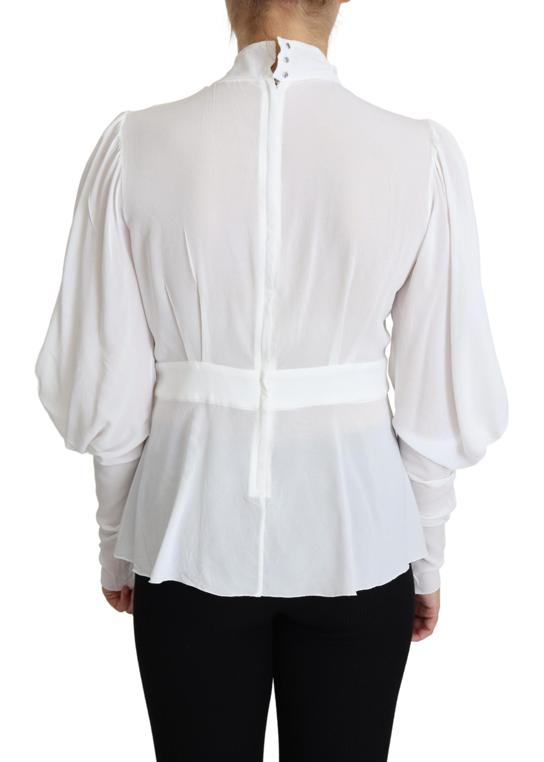 Dolce & Gabbana Elegant Snow-White Viscose Blouse - ACCEXO