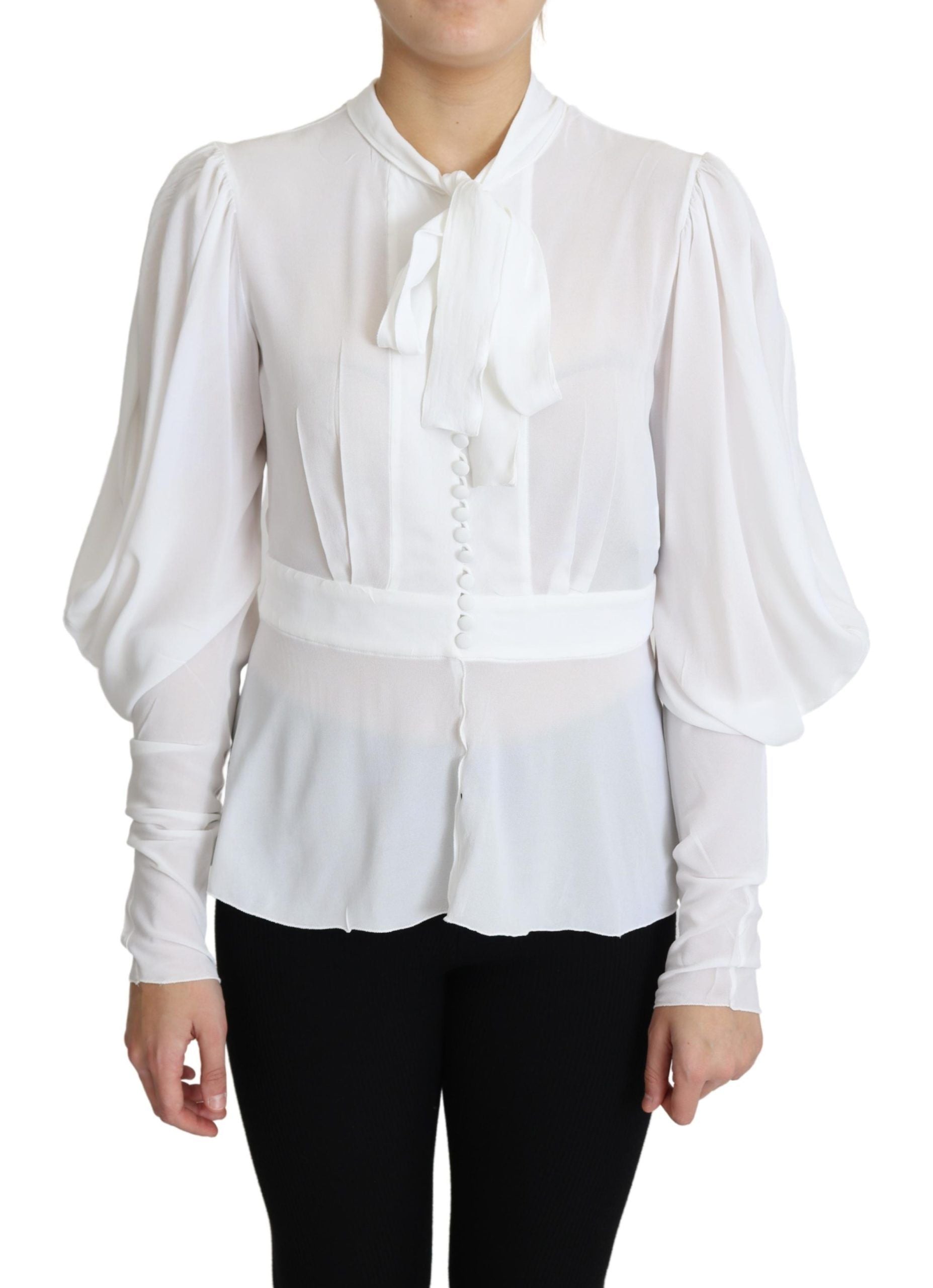 Dolce & Gabbana Elegant Snow-White Viscose Blouse - ACCEXO