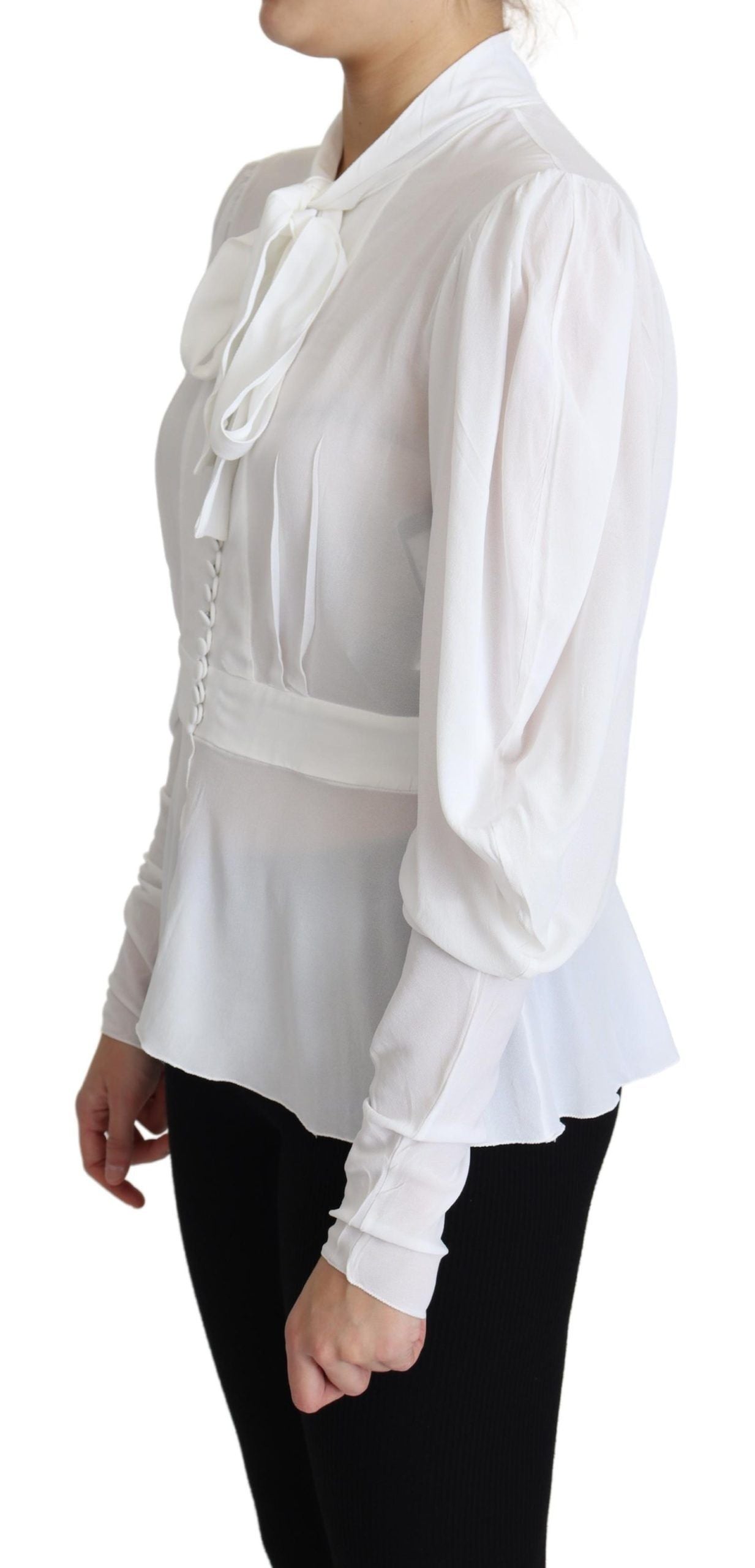 Dolce & Gabbana Elegant Snow-White Viscose Blouse - ACCEXO