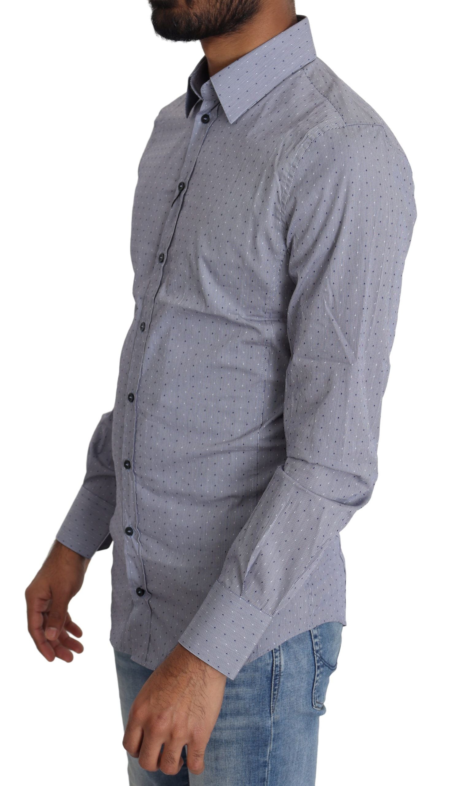 Dolce & Gabbana Sicilia Slim Fit Polka Dot Cotton Blend Shirt - ACCEXO