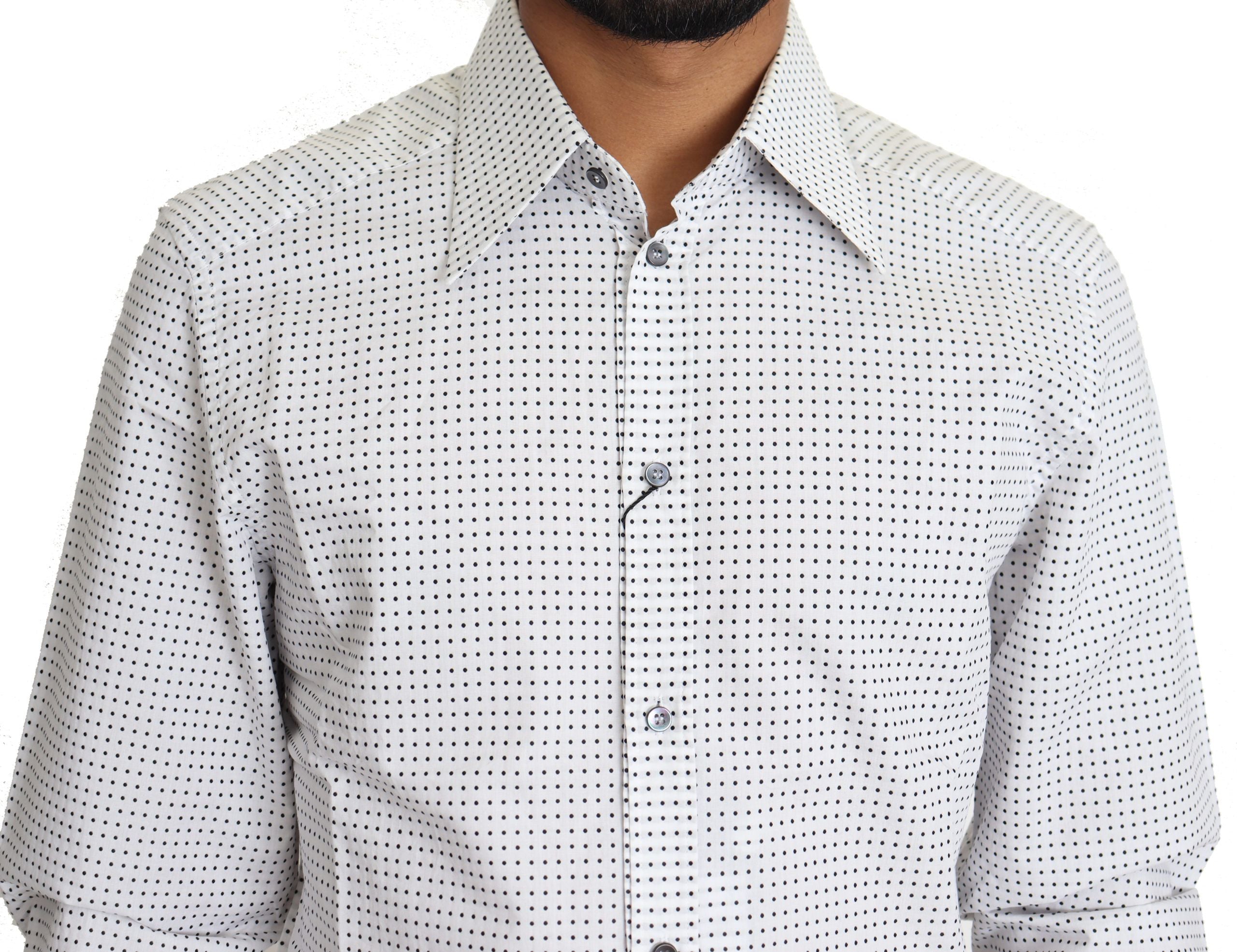 Dolce & Gabbana Elegant Slim Fit Polka Dot Dress Shirt - ACCEXO