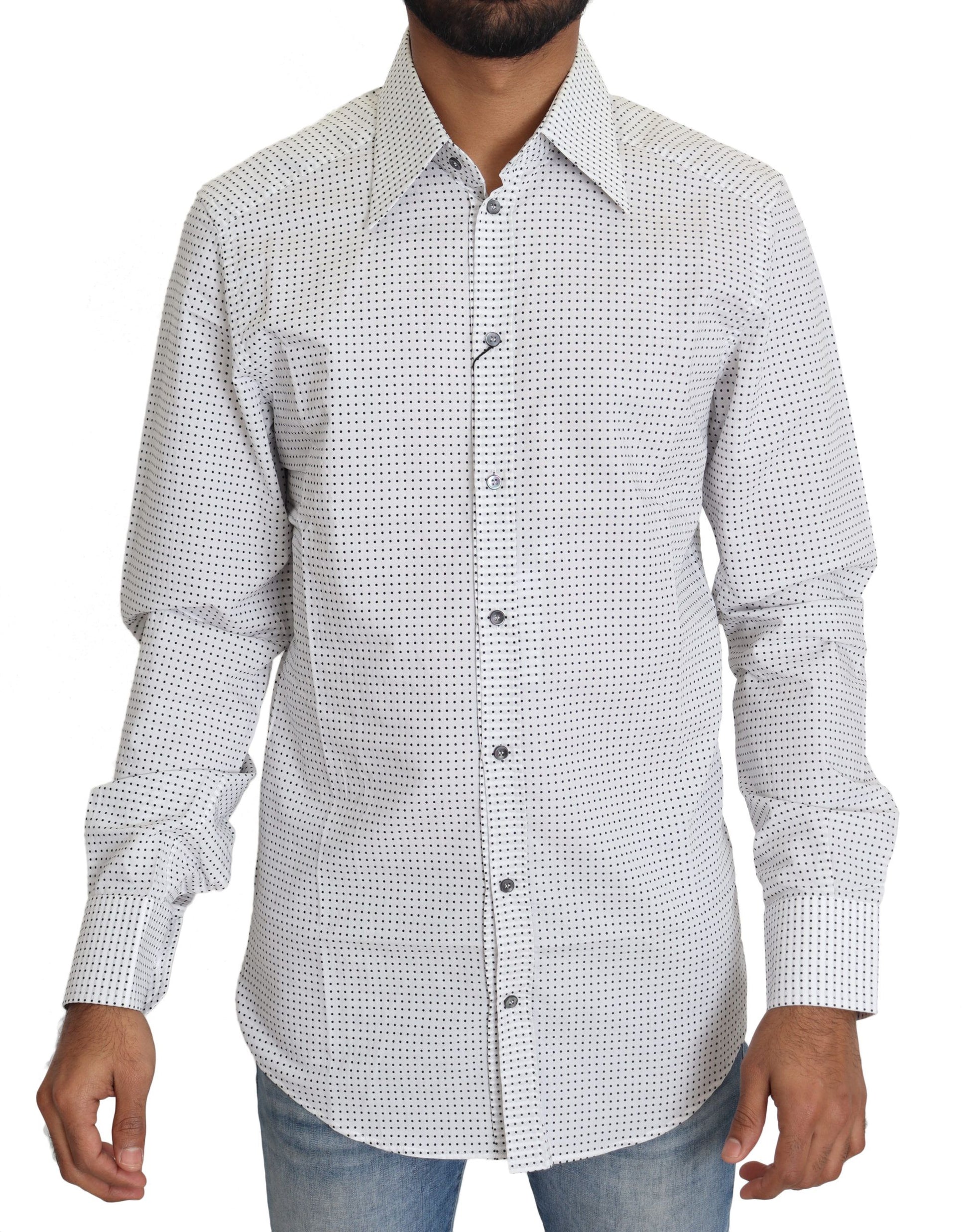 Dolce & Gabbana Elegant Slim Fit Polka Dot Dress Shirt - ACCEXO