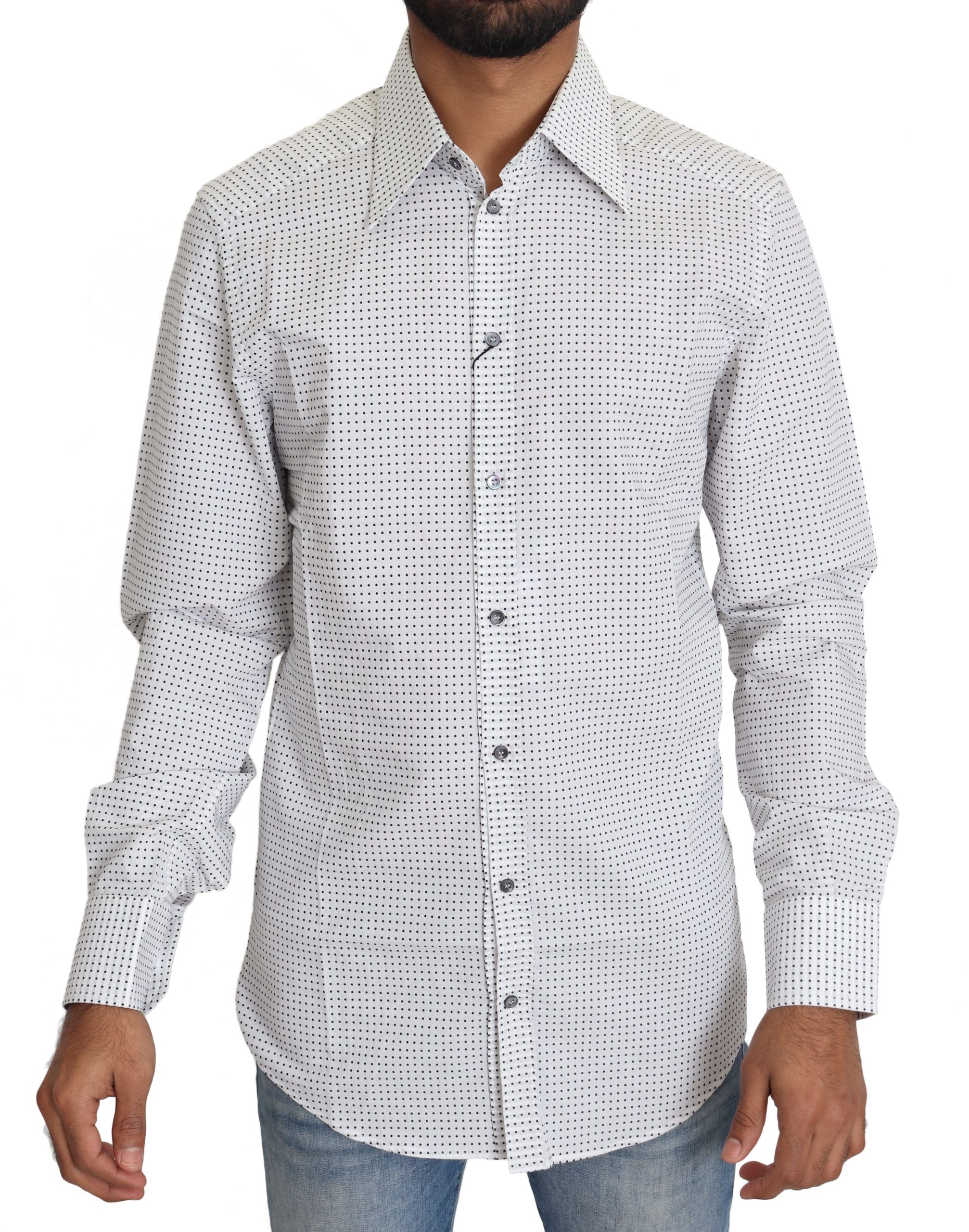 Dolce & Gabbana Elegant Slim Fit Polka Dot Dress Shirt - ACCEXO