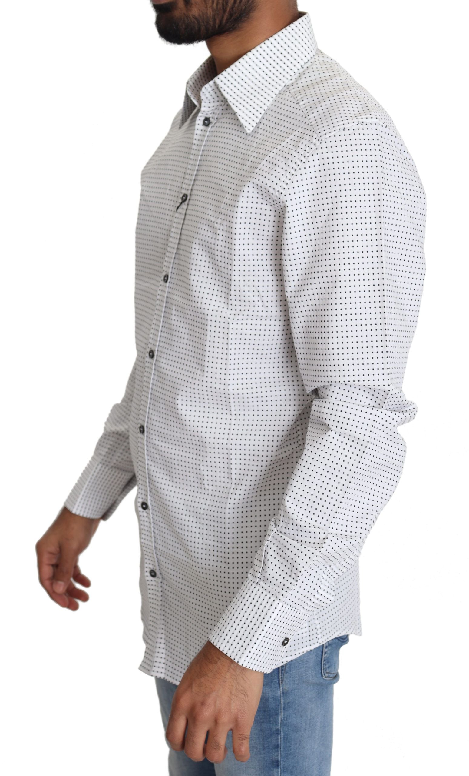 Dolce & Gabbana Elegant Slim Fit Polka Dot Dress Shirt - ACCEXO