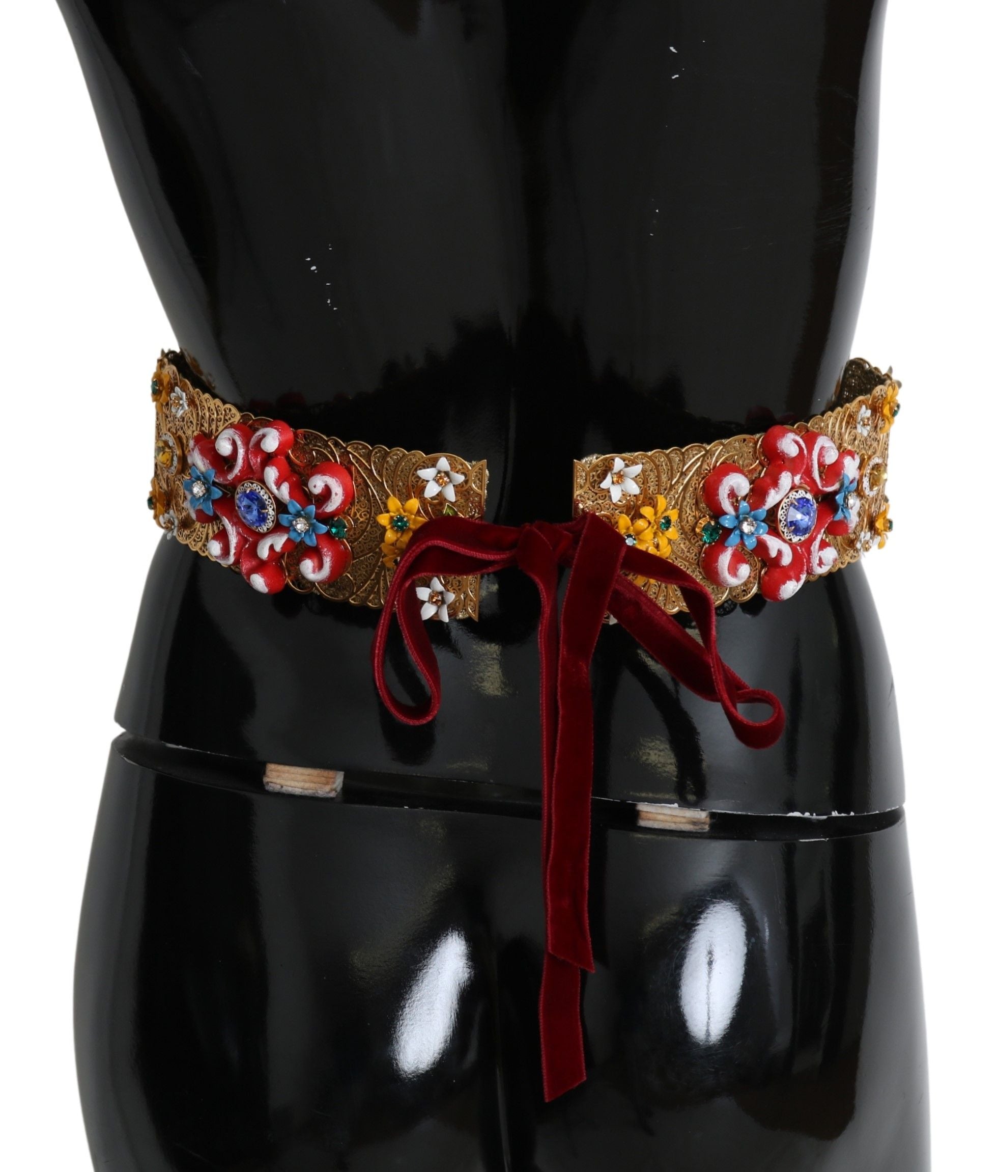Dolce & Gabbana Gold-Tone Floral Crystal Waist Belt - ACCEXO