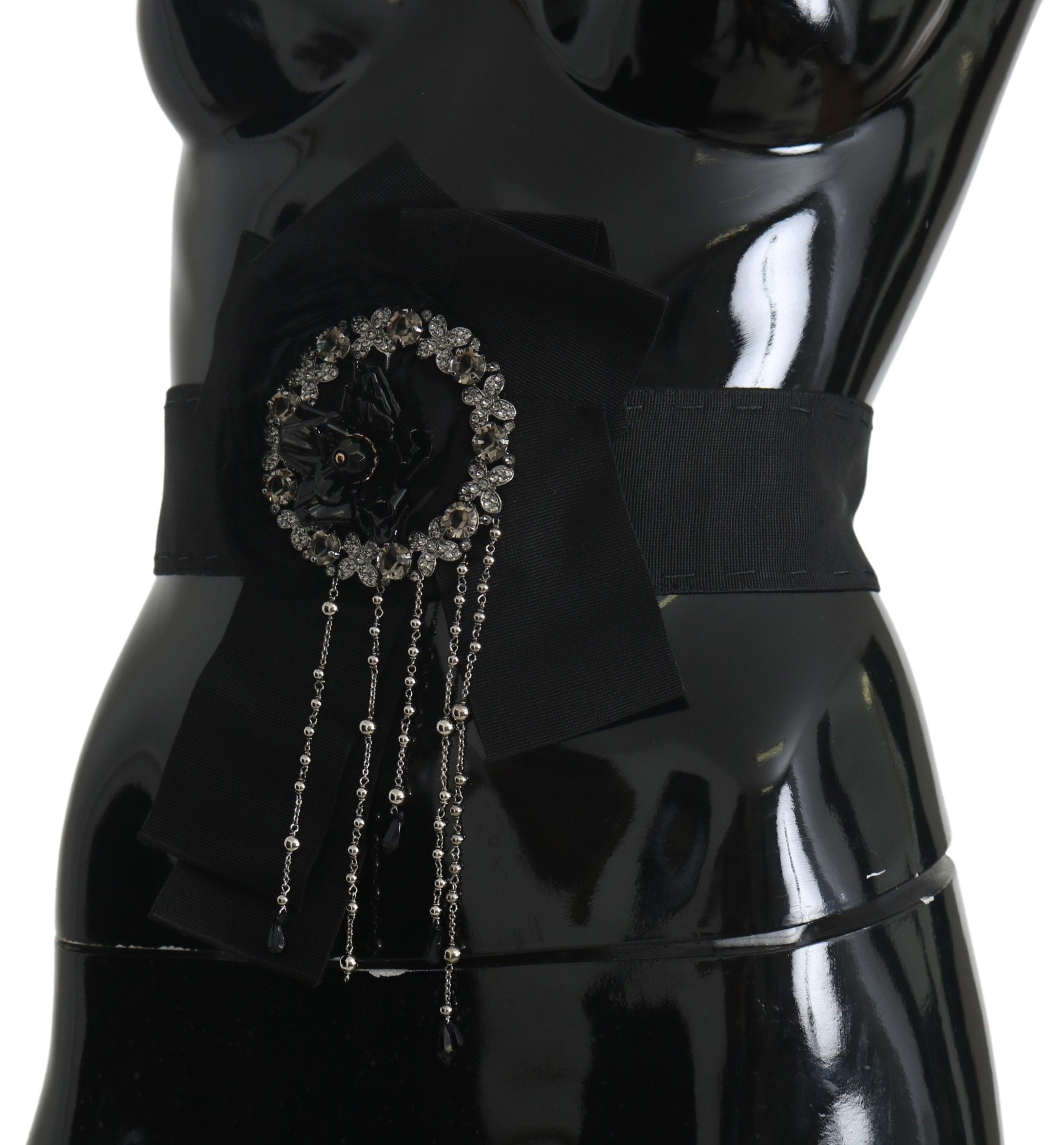 Dolce & Gabbana Elegant Black Crystal Waist Belt - ACCEXO