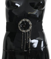 Dolce & Gabbana Elegant Black Crystal Waist Belt - ACCEXO