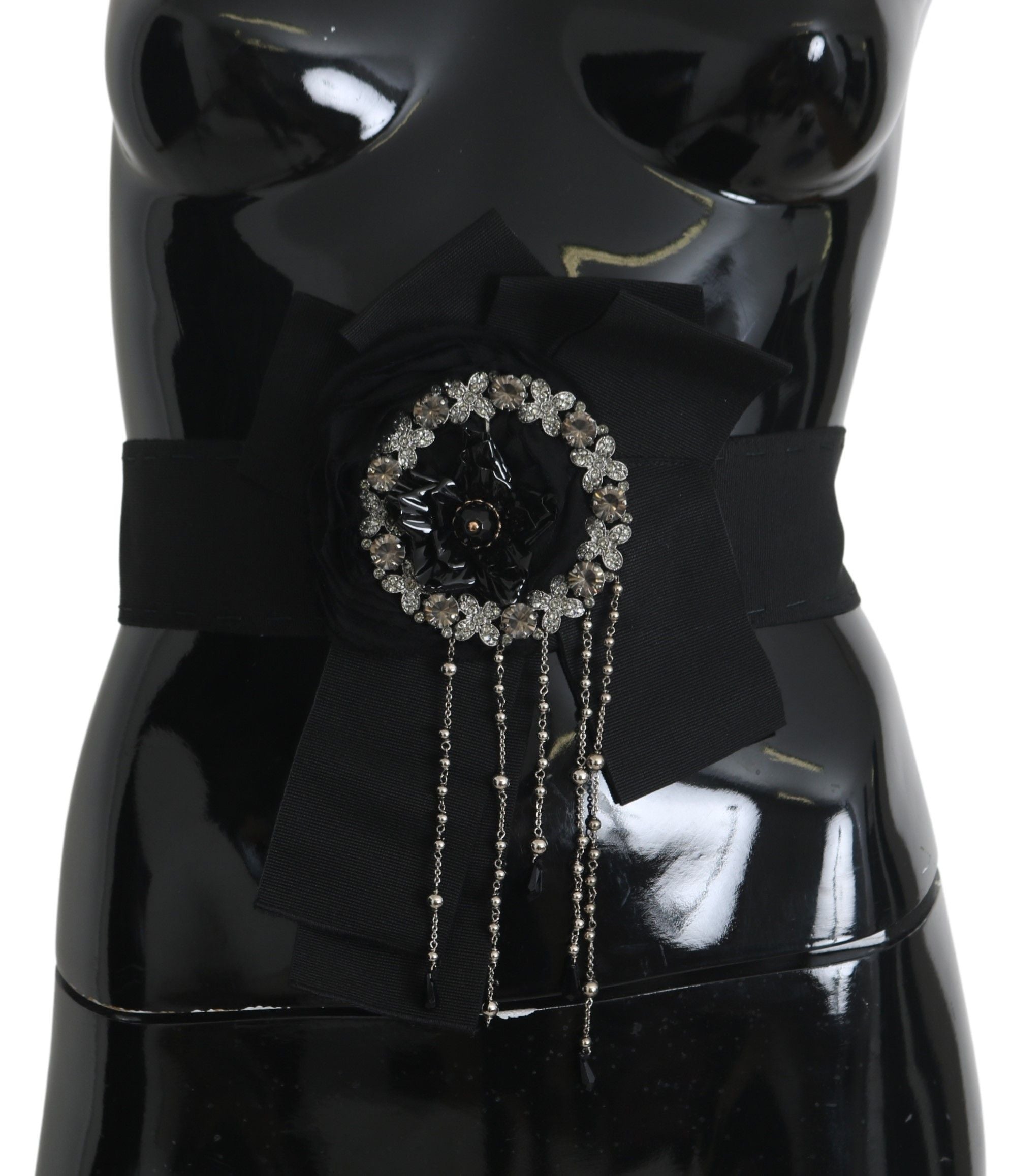Dolce & Gabbana Elegant Black Crystal Waist Belt - ACCEXO