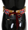 Dolce & Gabbana Golden Floral Crystal Embellished Waist Belt