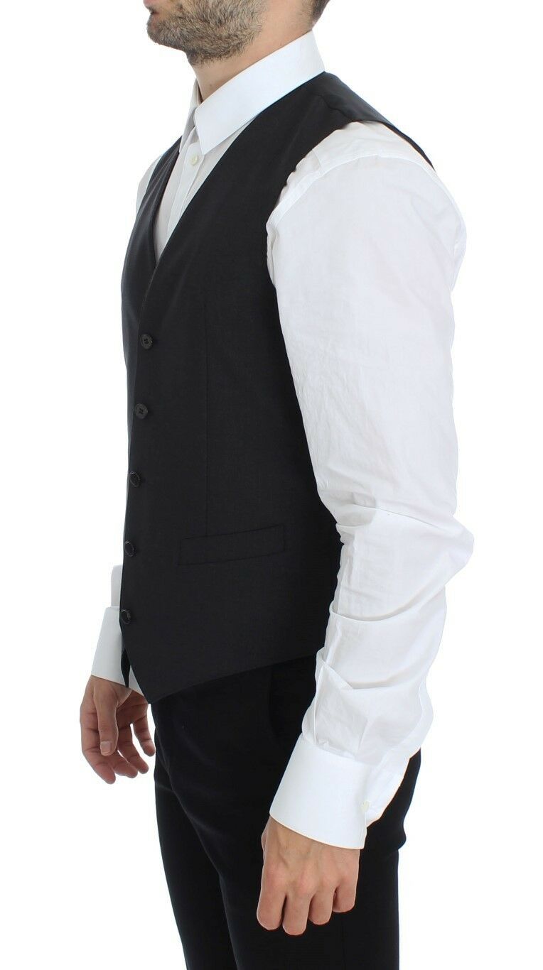 Dolce & Gabbana Elegant Gray Wool Blend Dress Vest - ACCEXO
