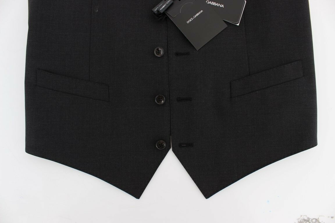 Dolce & Gabbana Elegant Gray Wool Blend Dress Vest - ACCEXO