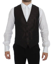 Dolce & Gabbana Elegant Brown Black Wool Blend Dress Vest - ACCEXO