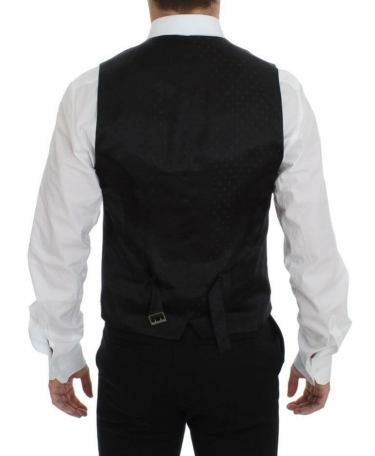 Dolce & Gabbana Elegant Brown Black Wool Blend Dress Vest - ACCEXO