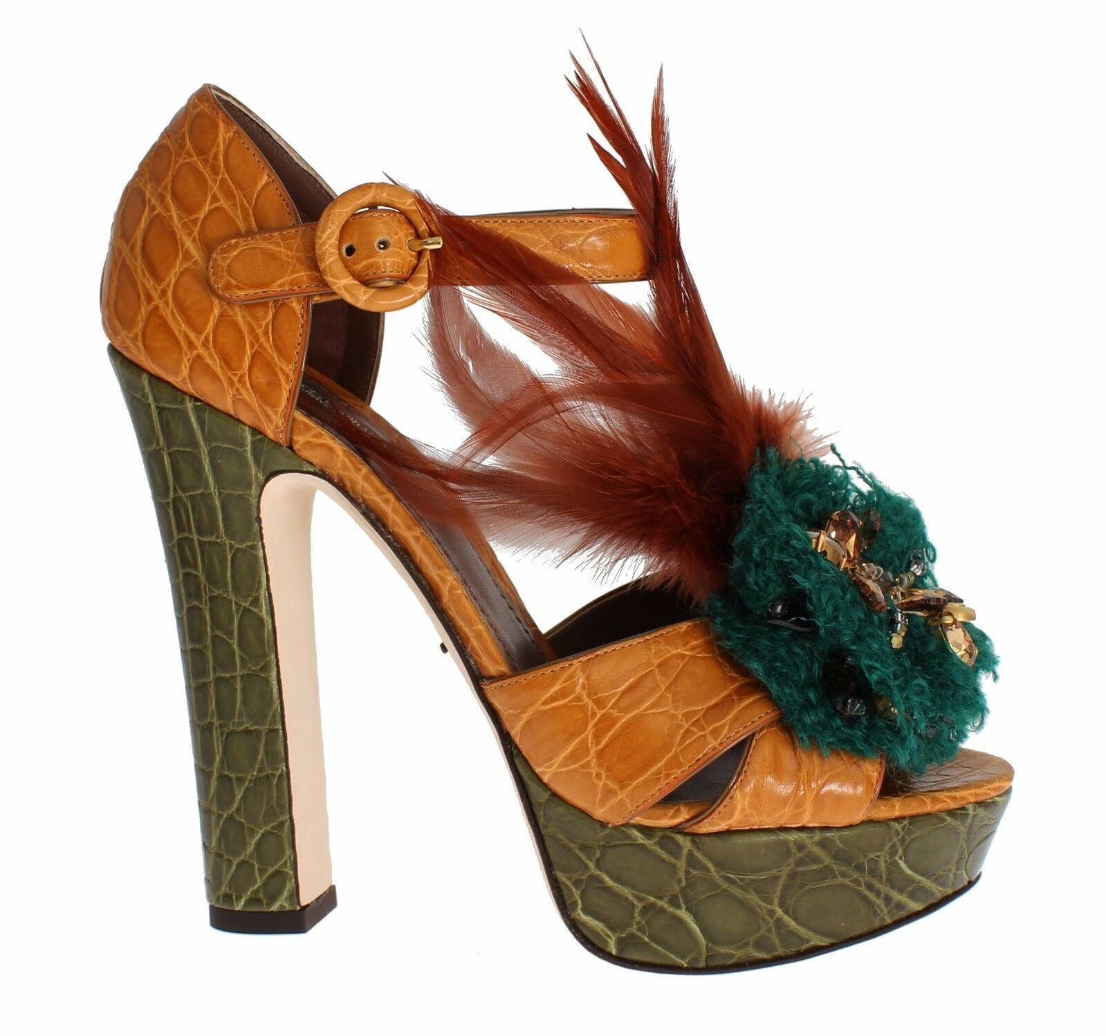 Dolce & Gabbana Multicolor Crystal Ankle Strap Platform Sandals - ACCEXO