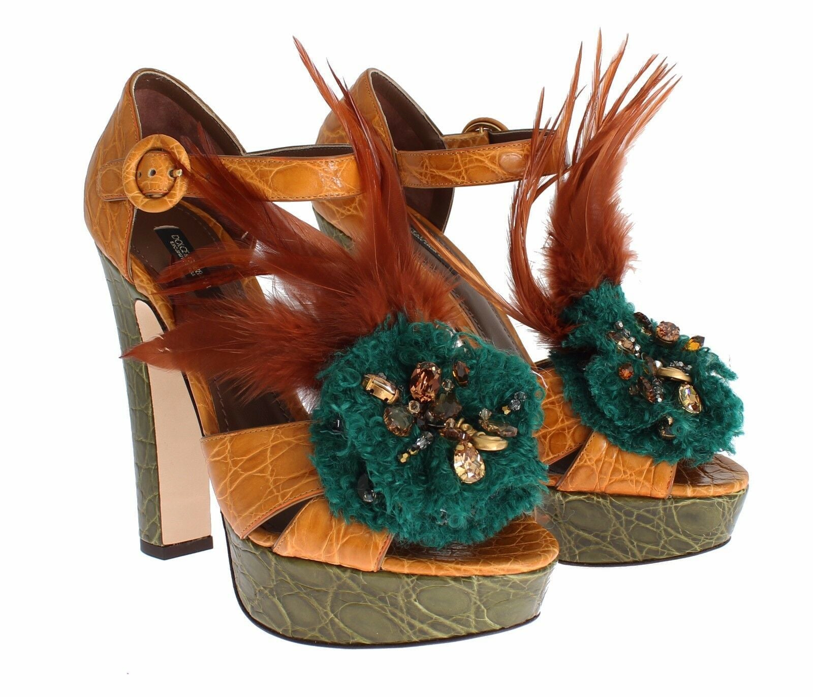 Dolce & Gabbana Multicolor Crystal Ankle Strap Platform Sandals - ACCEXO