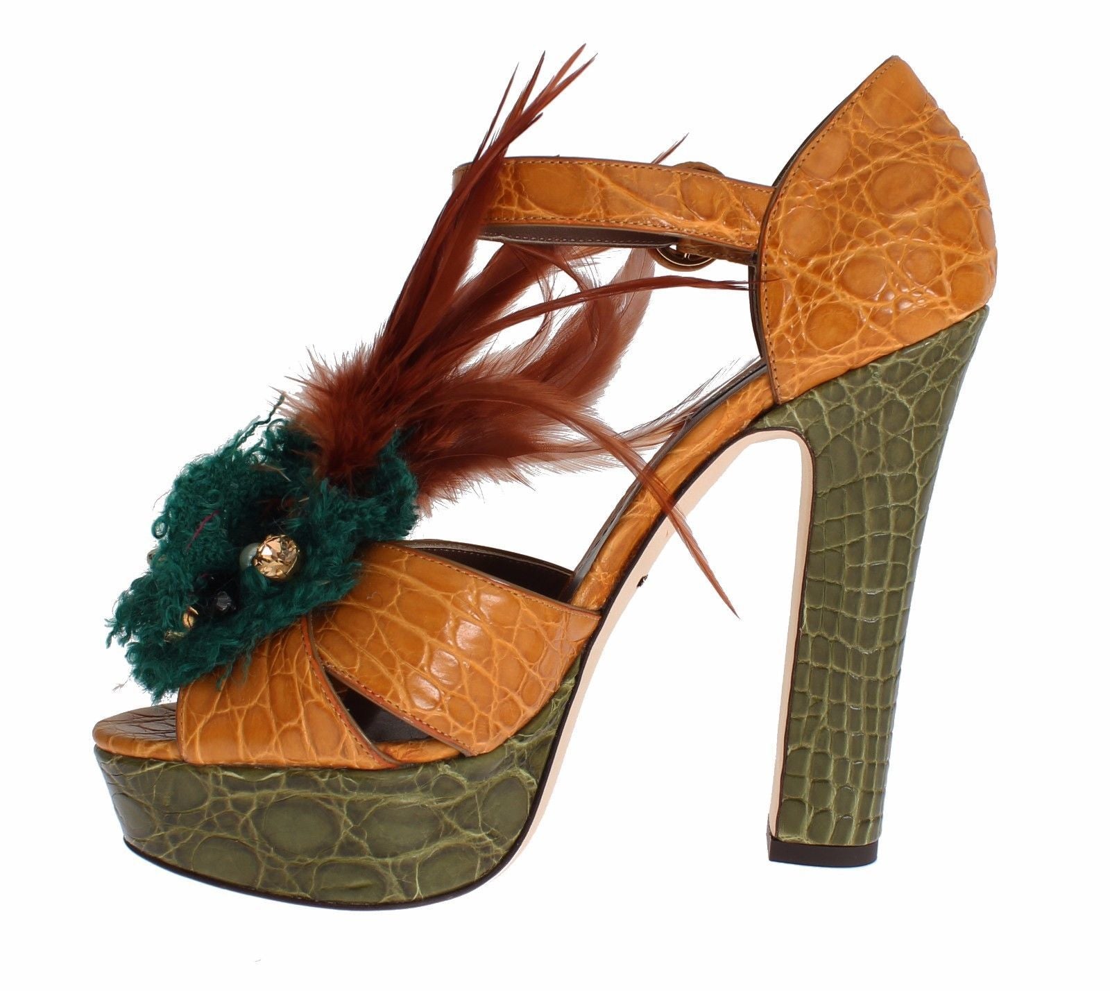 Dolce & Gabbana Multicolor Crystal Ankle Strap Platform Sandals - ACCEXO