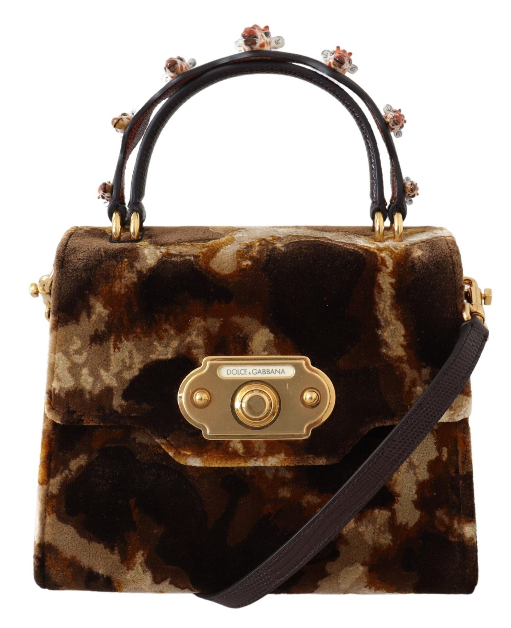 Dolce & Gabbana Elegant Giraffe Pattern Welcome Bag with Gold Accents - ACCEXO