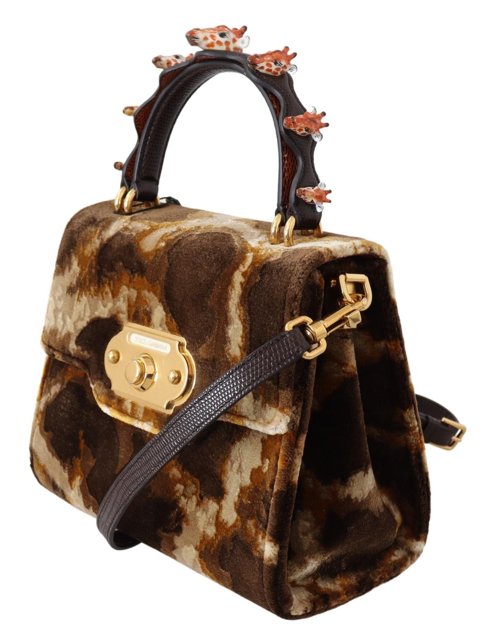 Dolce & Gabbana Elegant Giraffe Pattern Welcome Bag with Gold Accents - ACCEXO