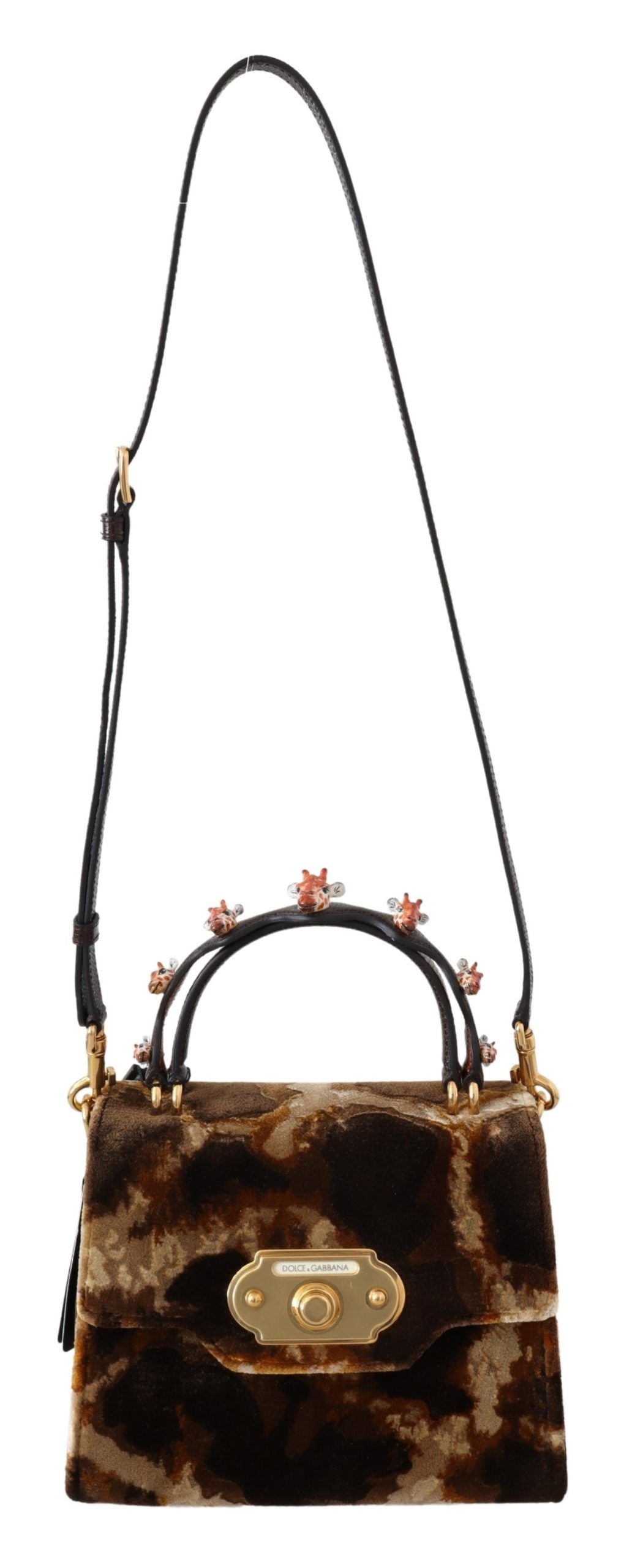 Dolce & Gabbana Elegant Giraffe Pattern Welcome Bag with Gold Accents - ACCEXO
