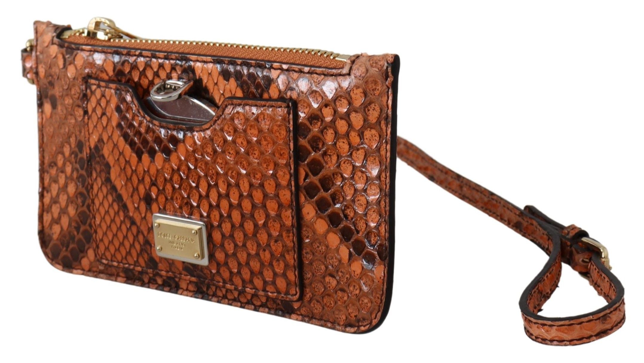 Dolce & Gabbana Elegant Python Patterned Leather Wristlet - ACCEXO