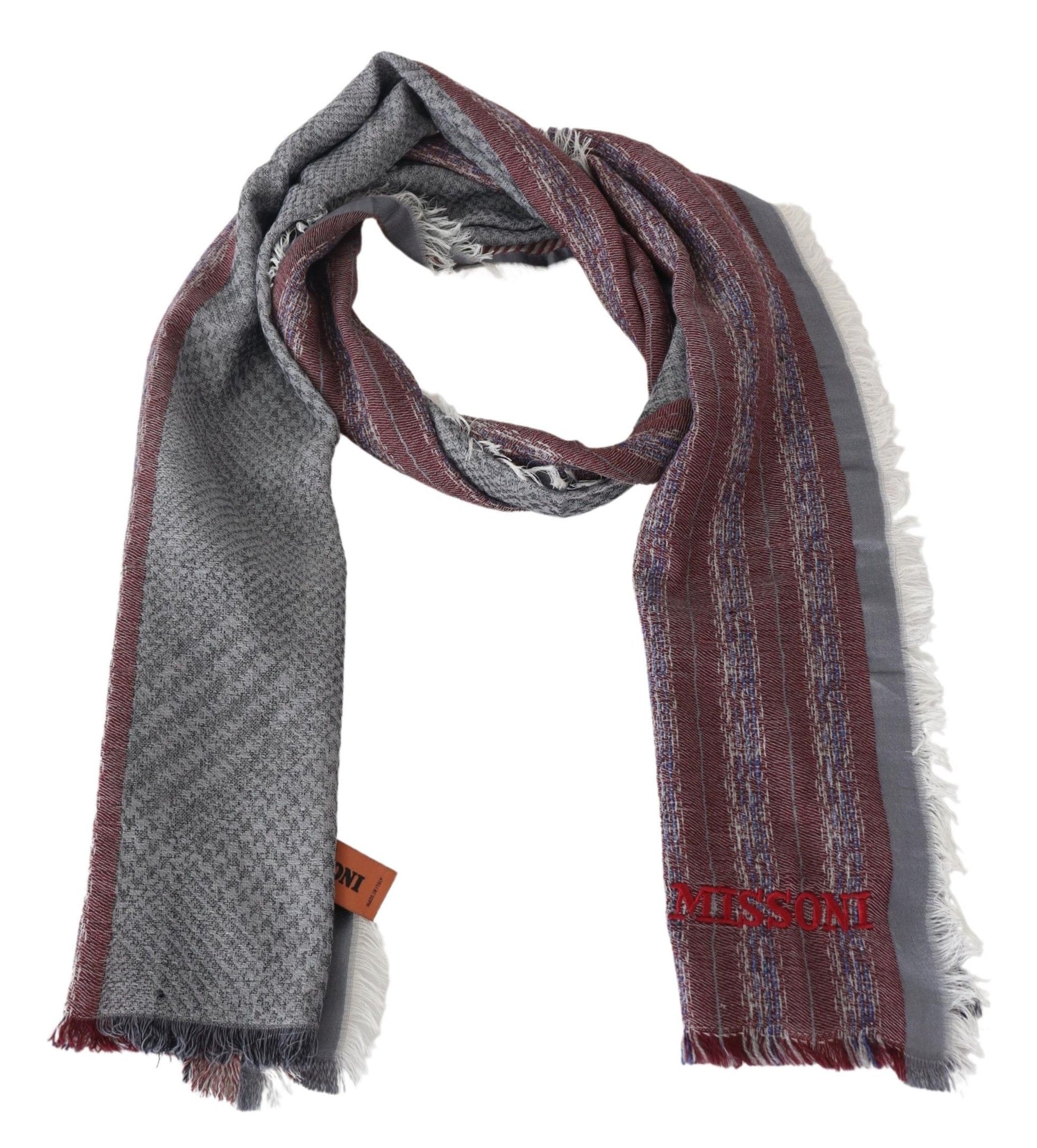 Missoni Elegant Wool Striped Logo Scarf - ACCEXO