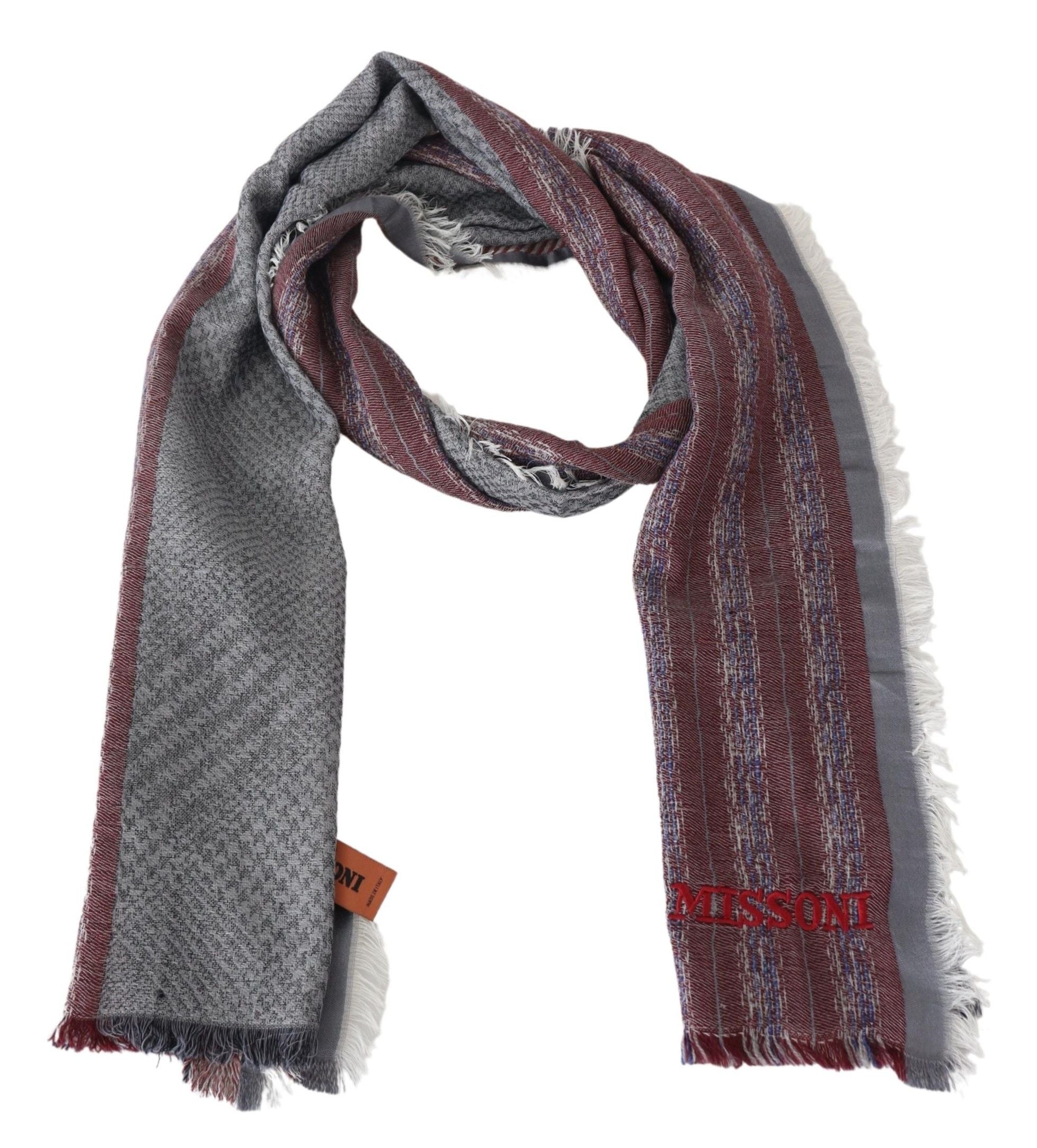 Missoni Elegant Wool Striped Logo Scarf - ACCEXO
