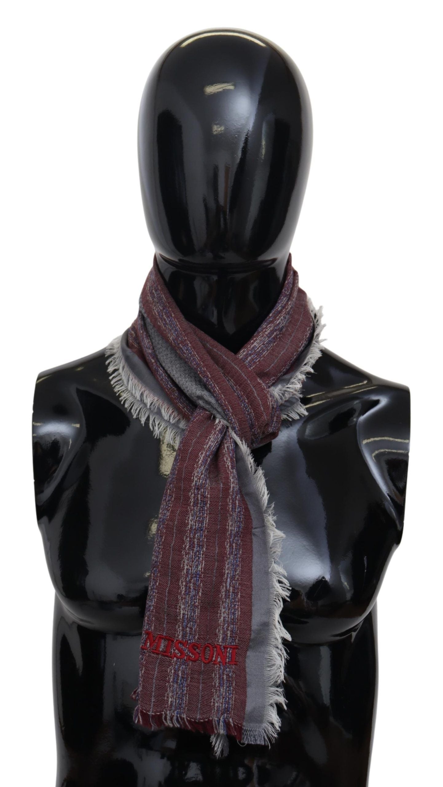 Missoni Elegant Wool Striped Logo Scarf - ACCEXO