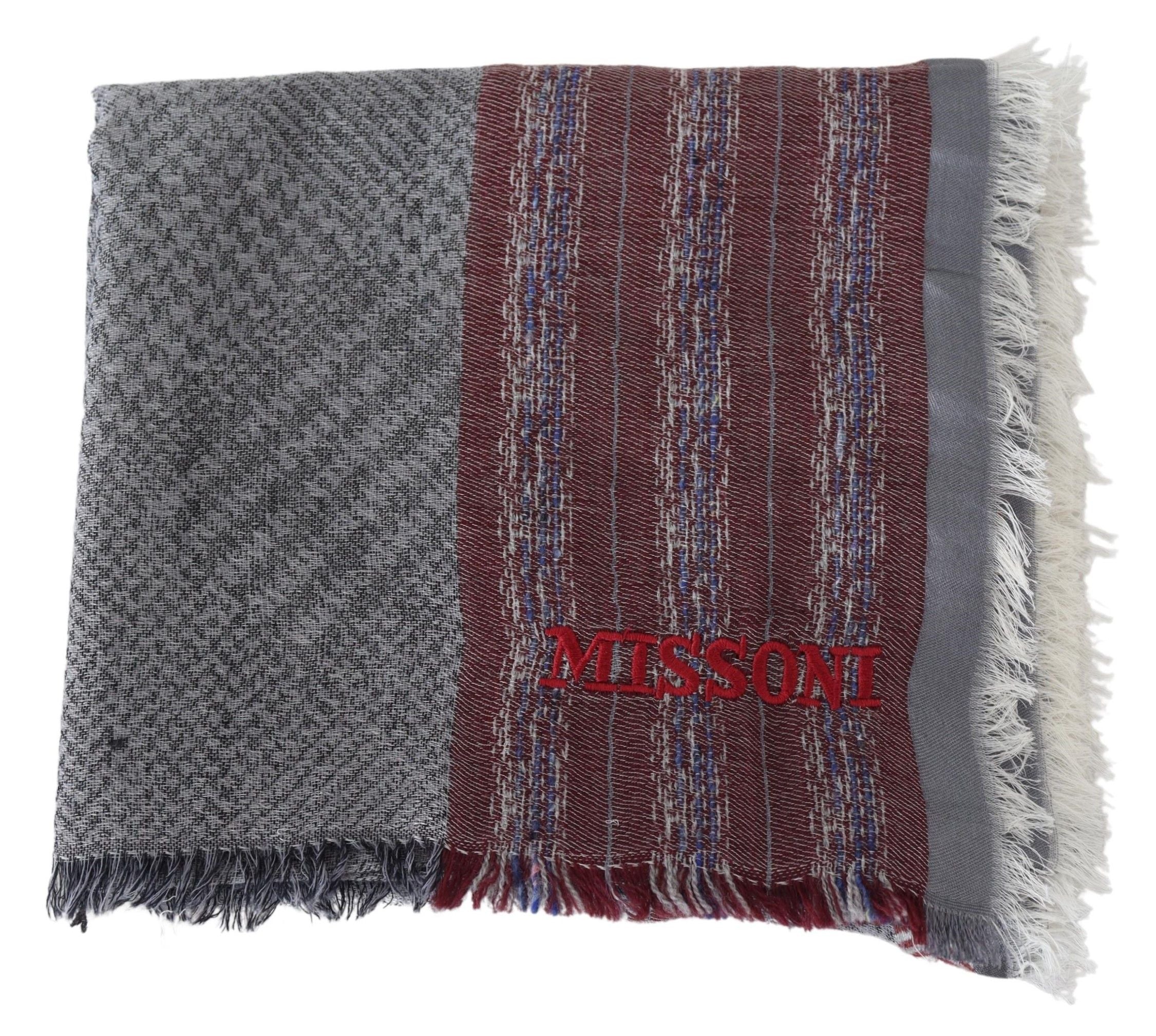 Missoni Elegant Wool Striped Logo Scarf - ACCEXO