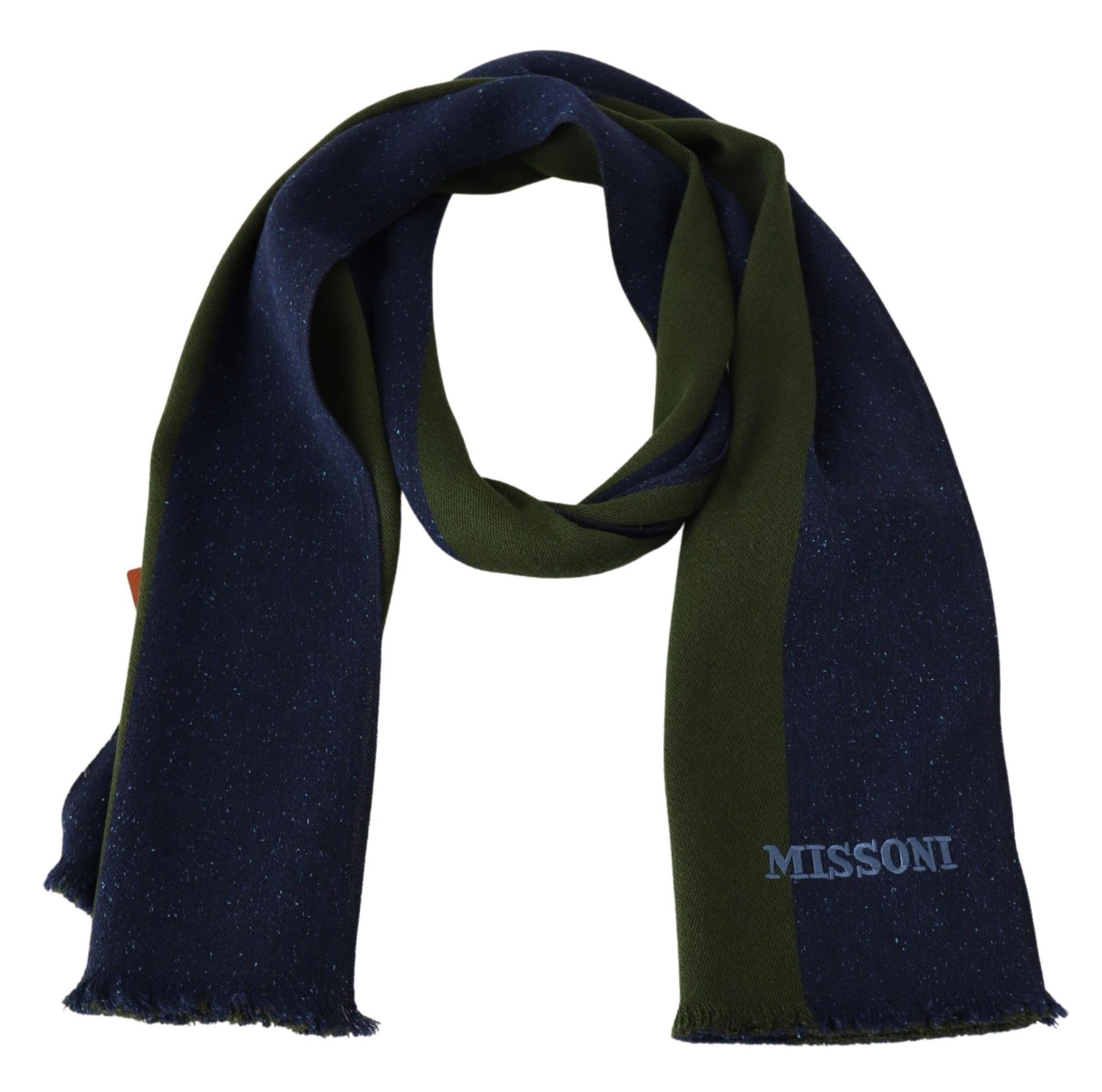 Missoni Authentic Wool Scarf with Stripes and Logo Embroidery - ACCEXO