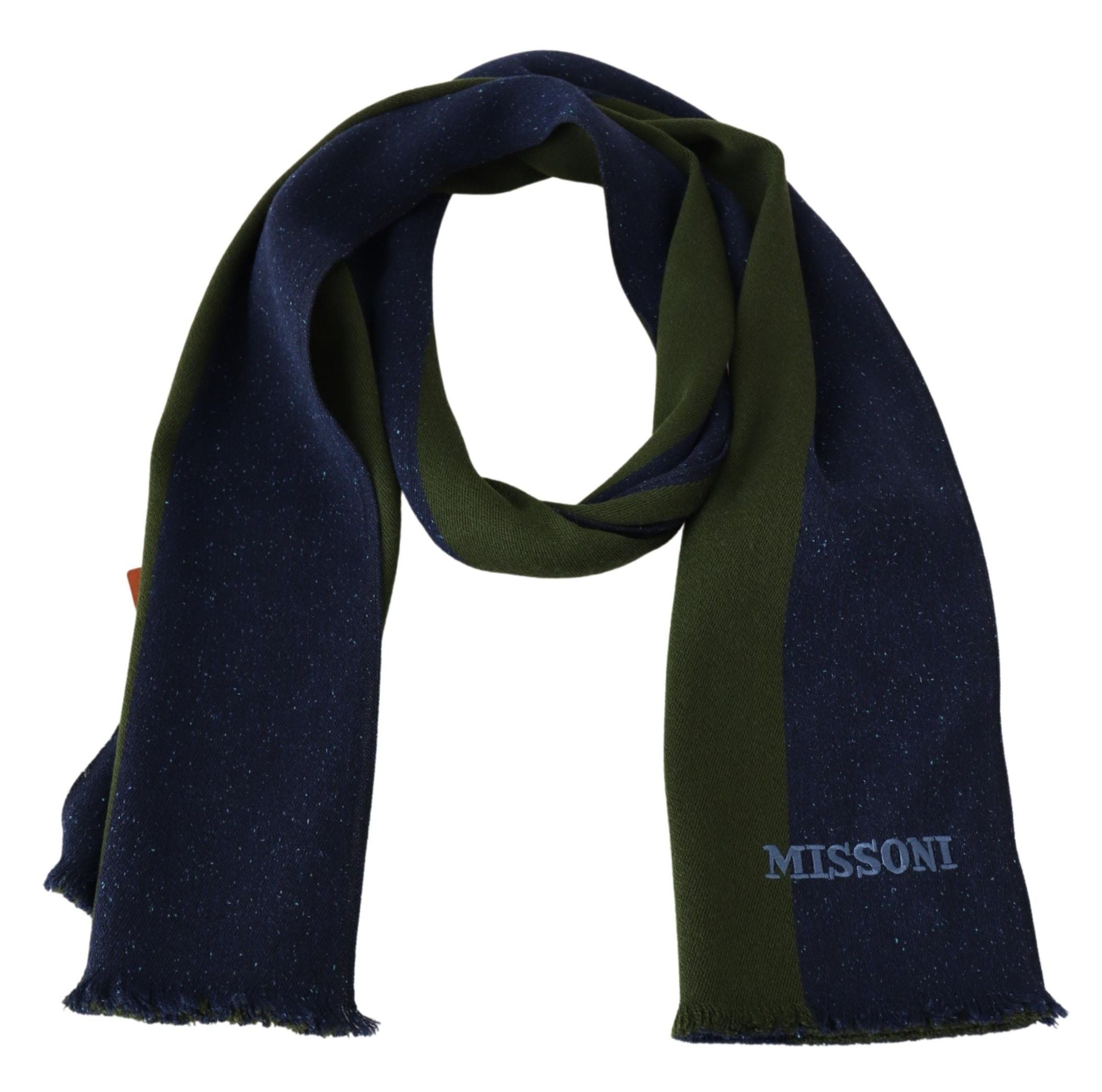 Missoni Authentic Wool Scarf with Stripes and Logo Embroidery - ACCEXO