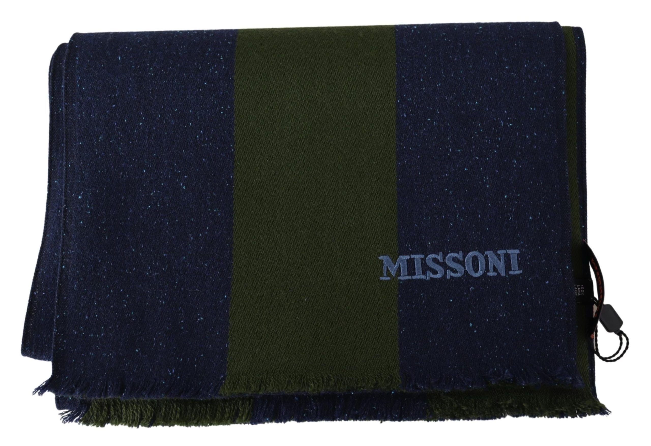 Missoni Authentic Wool Scarf with Stripes and Logo Embroidery - ACCEXO
