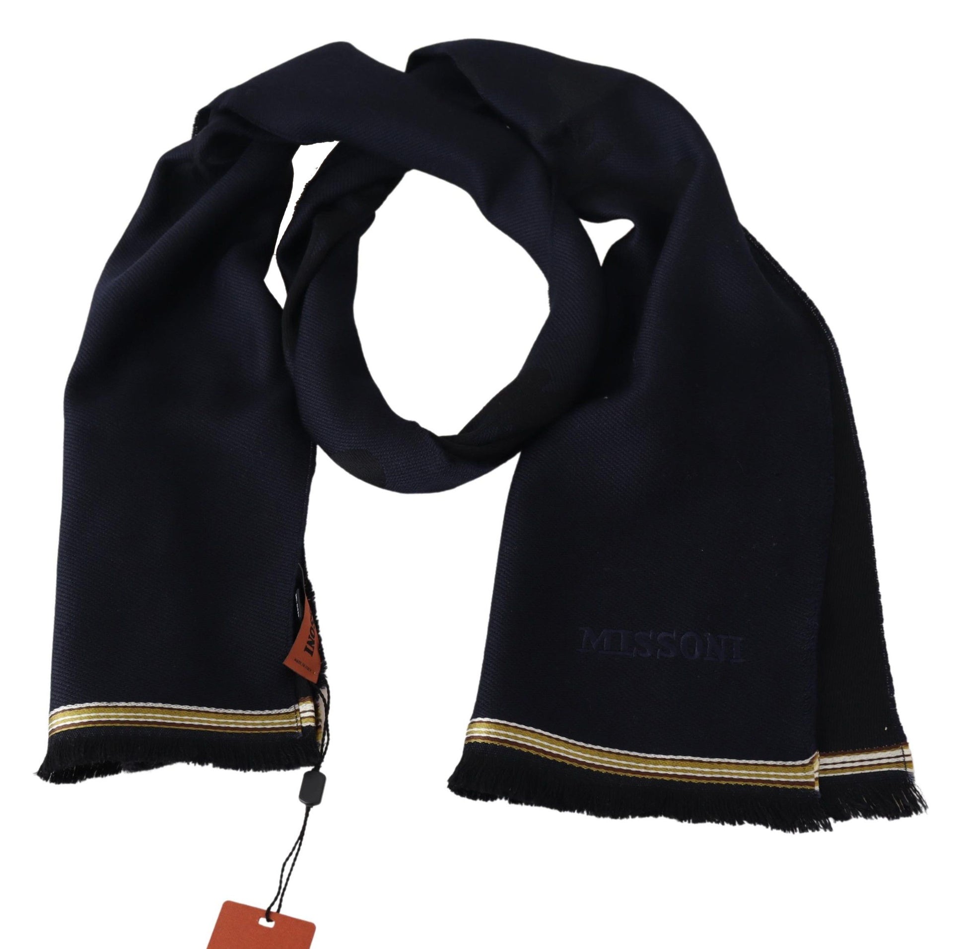 Missoni Elegant Unisex Wool Scarf with Embroidered Logo - ACCEXO