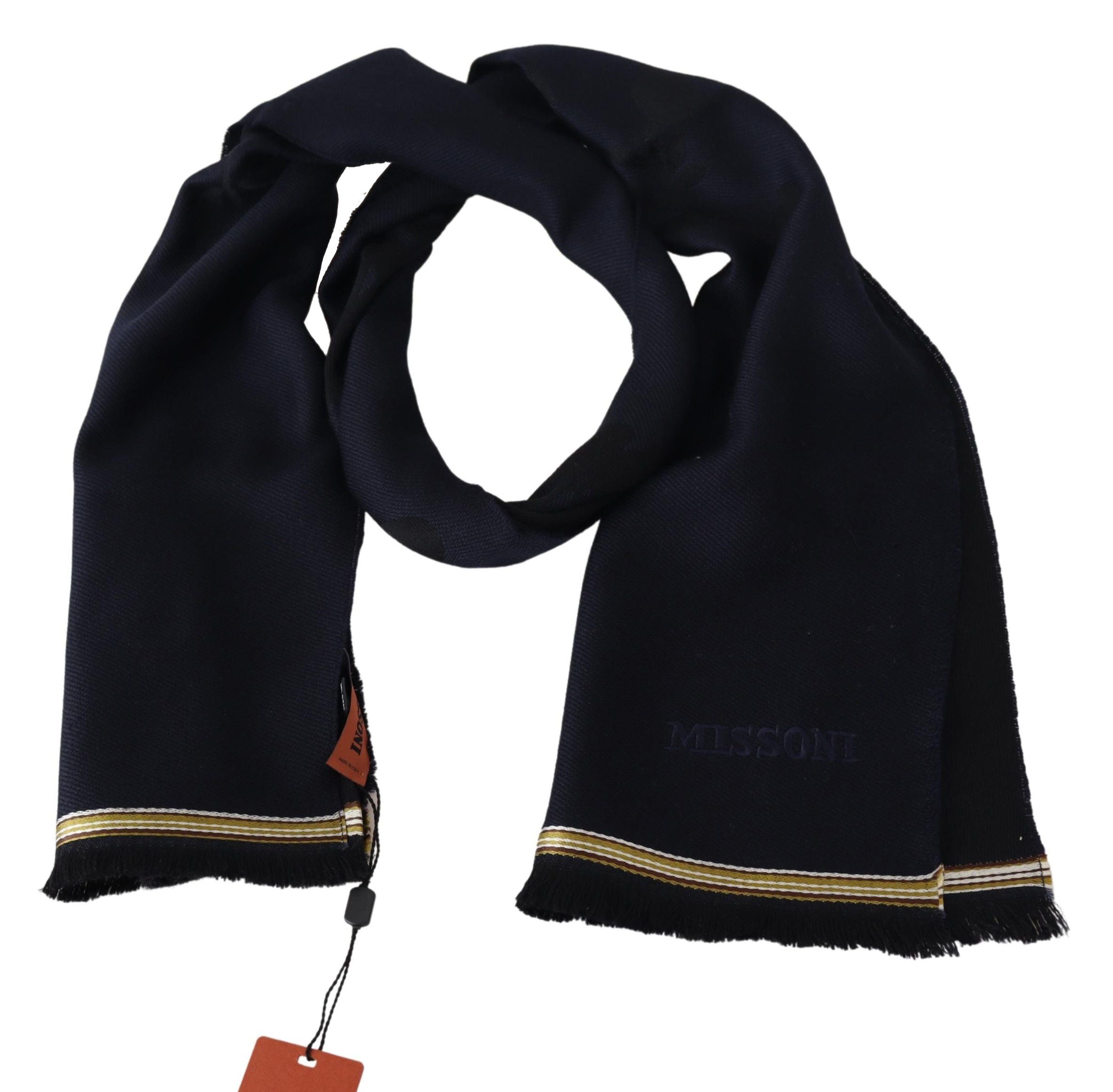 Missoni Elegant Unisex Wool Scarf with Embroidered Logo - ACCEXO