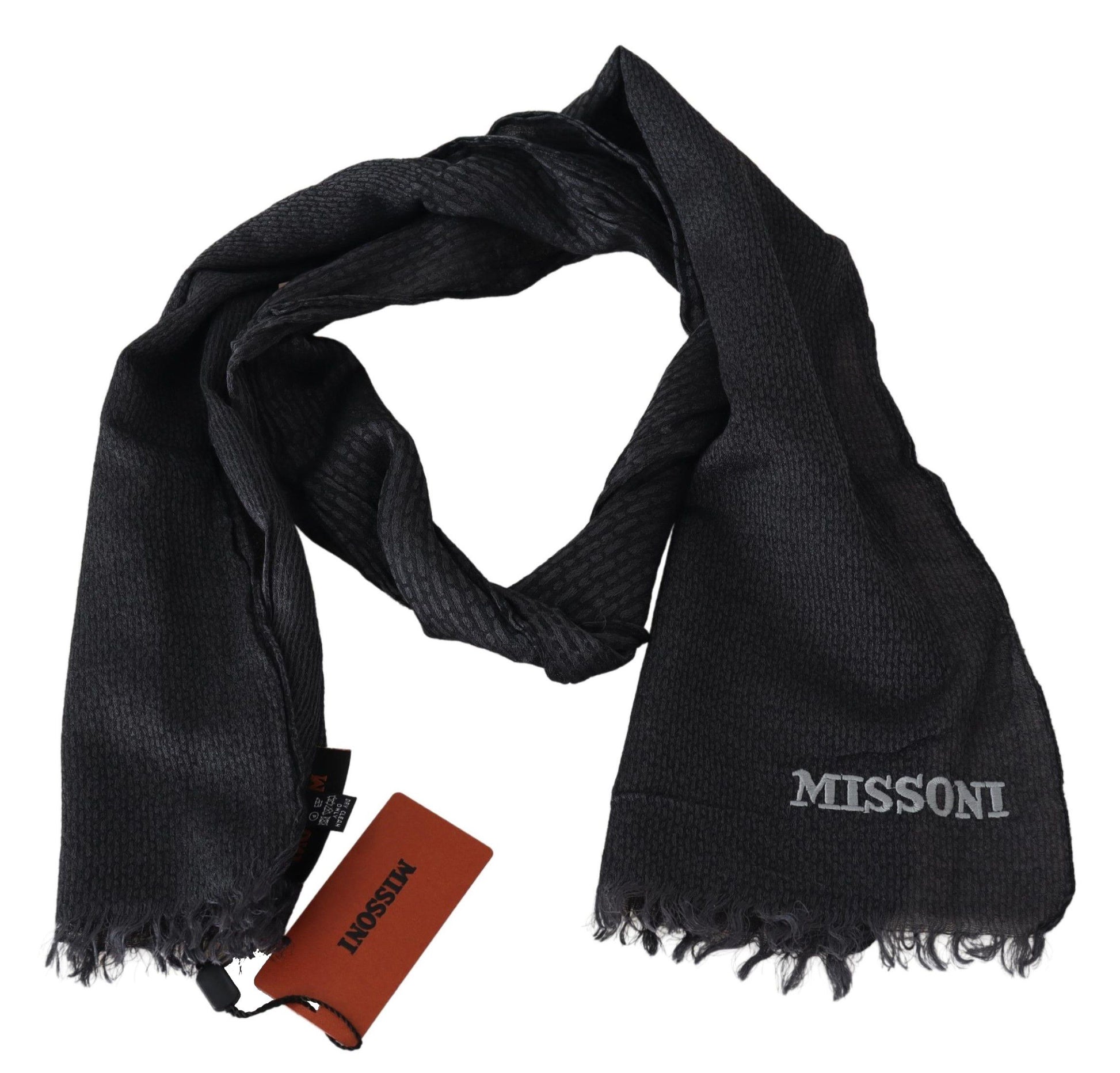 Missoni Elegant Black Wool Fringed Scarf - ACCEXO
