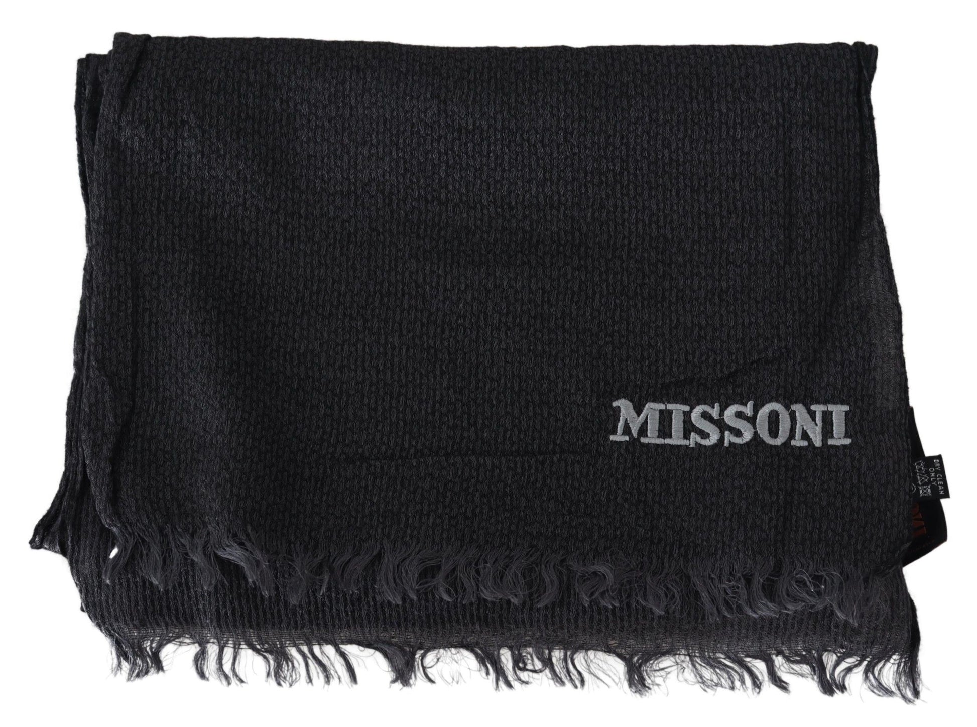 Missoni Elegant Black Wool Fringed Scarf - ACCEXO